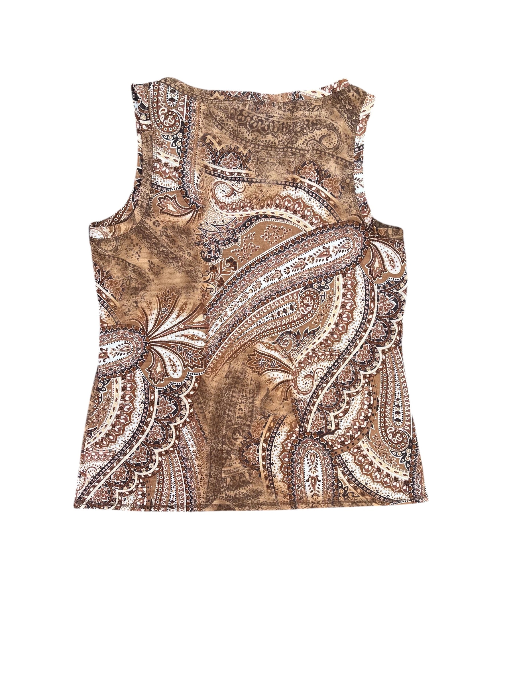 brown susan graver sheer paisley tank, m