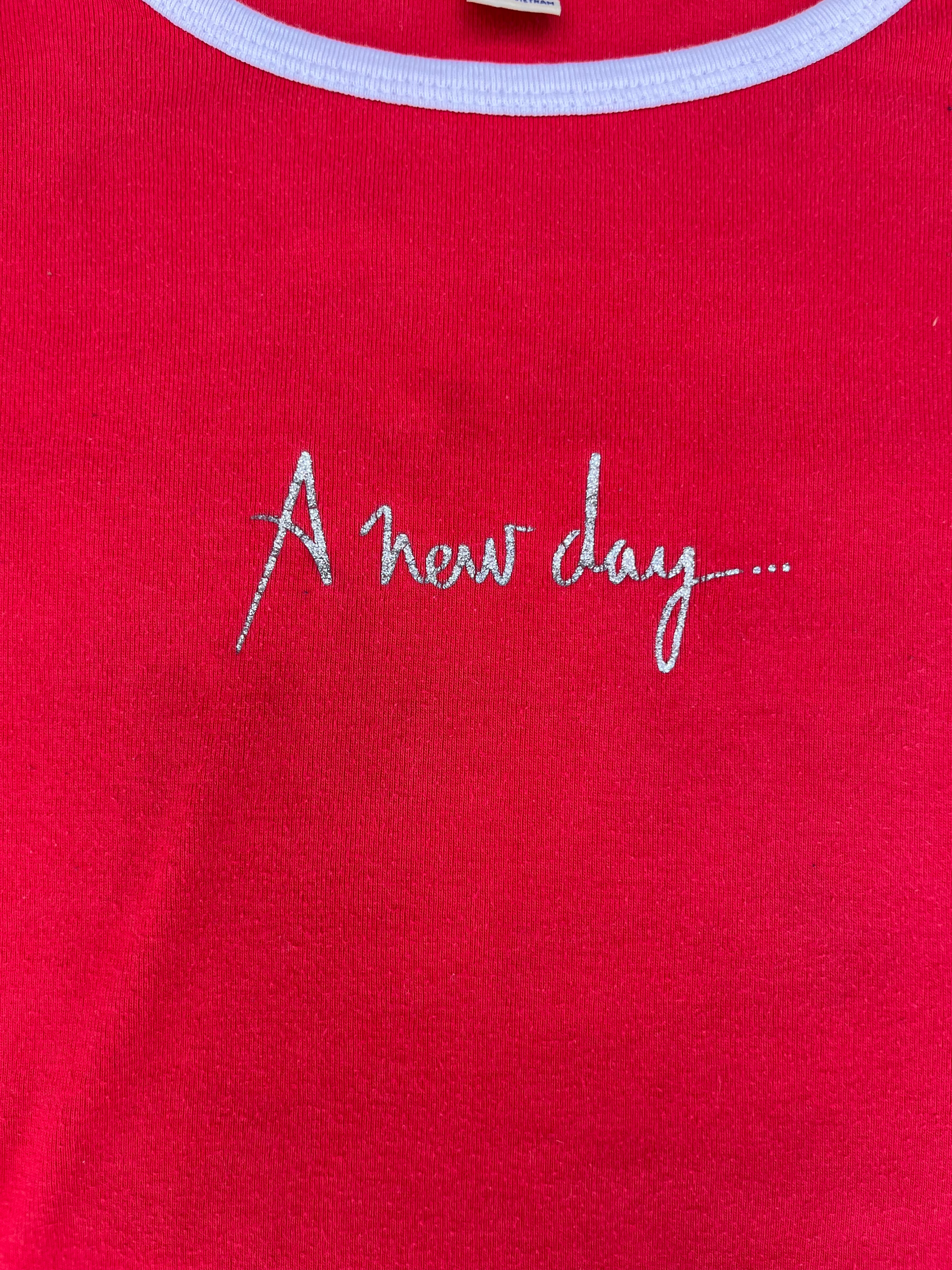 Red Celine Dion A new day baby tee, Large