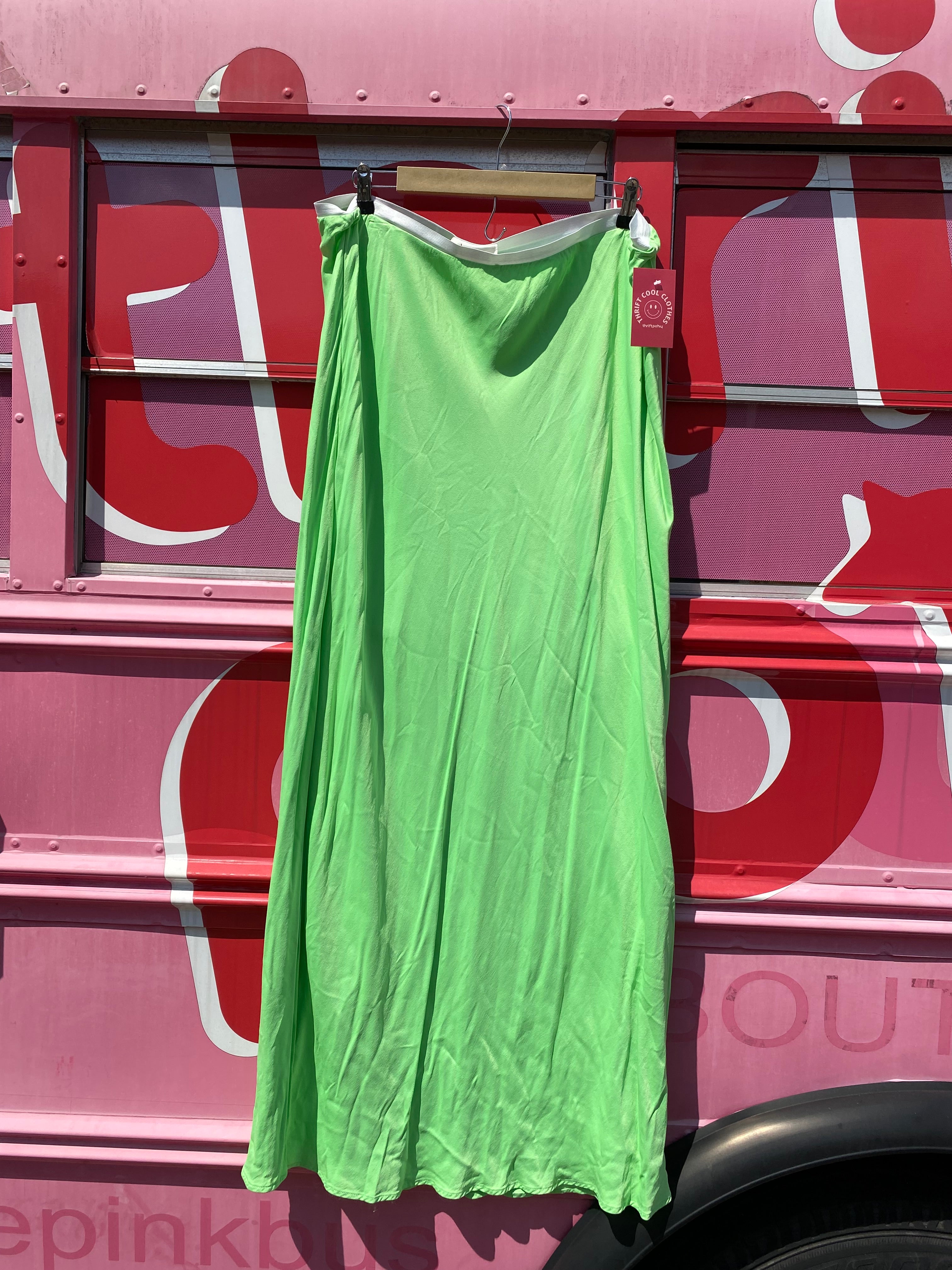 Green Anthropologie Neon satin maxi skirt, 3X