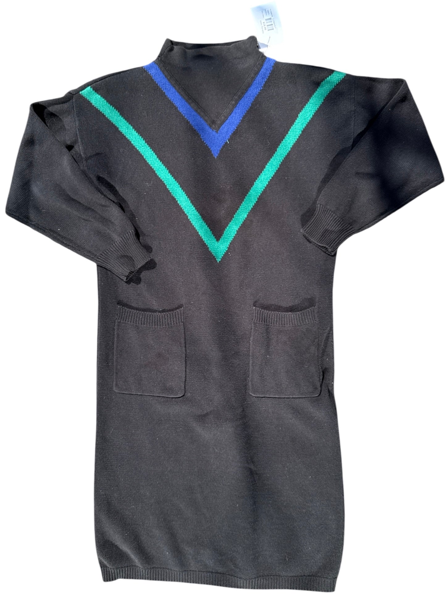 black blue green liz claiborne knit v dress, s