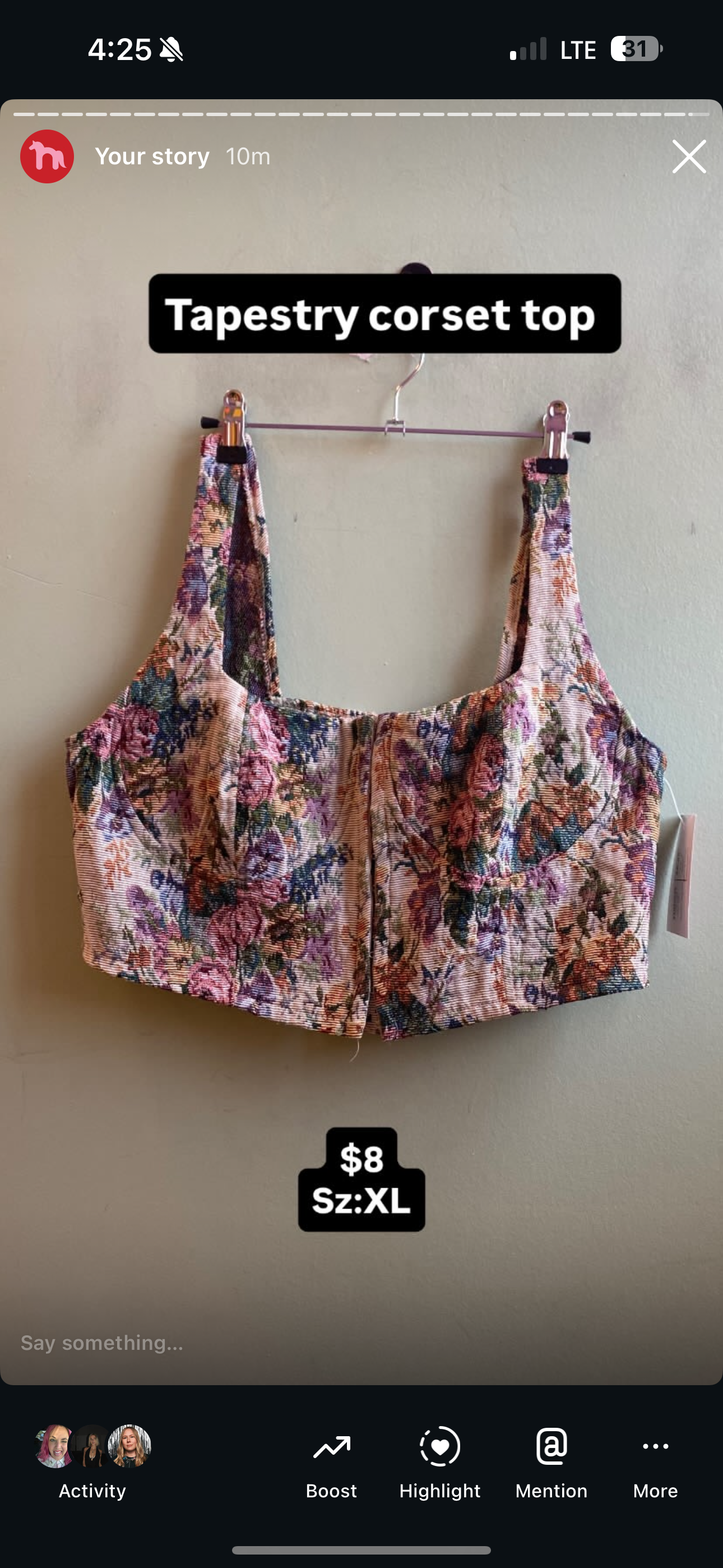 cream green wild fable tapestry clasp top, xl