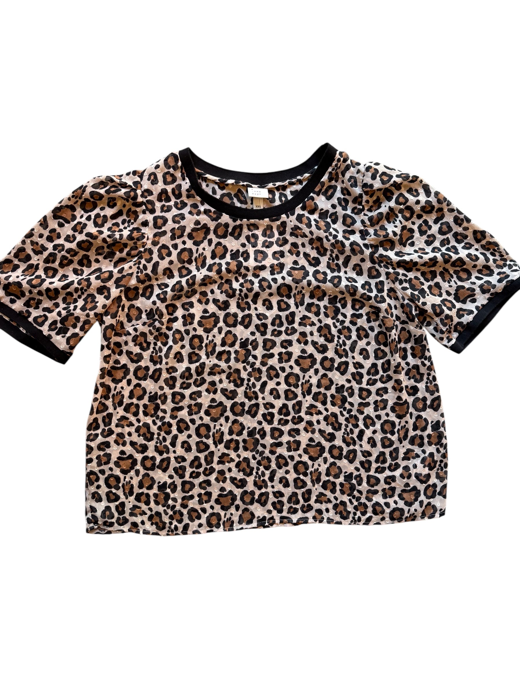 Brown black A new day Sheer leopard blouse, Xxl