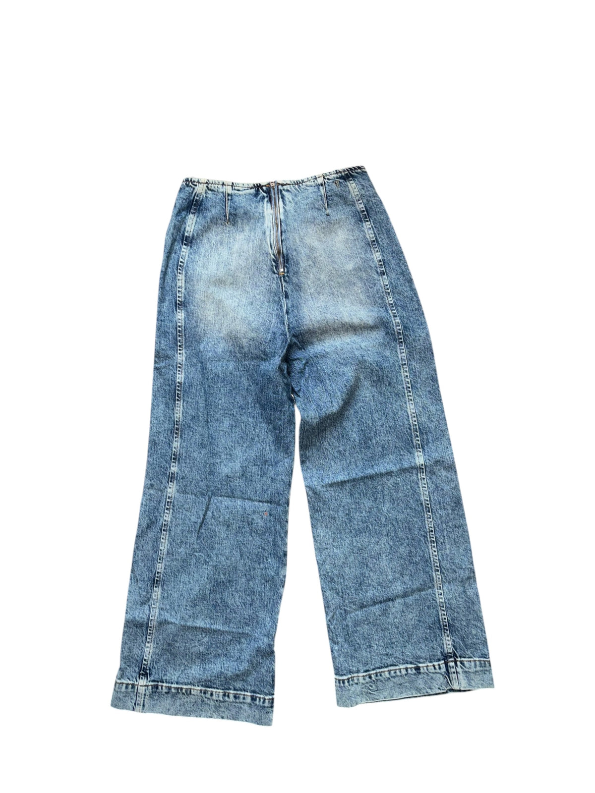 blue pilcro zip back wide leg crop jeans, 28