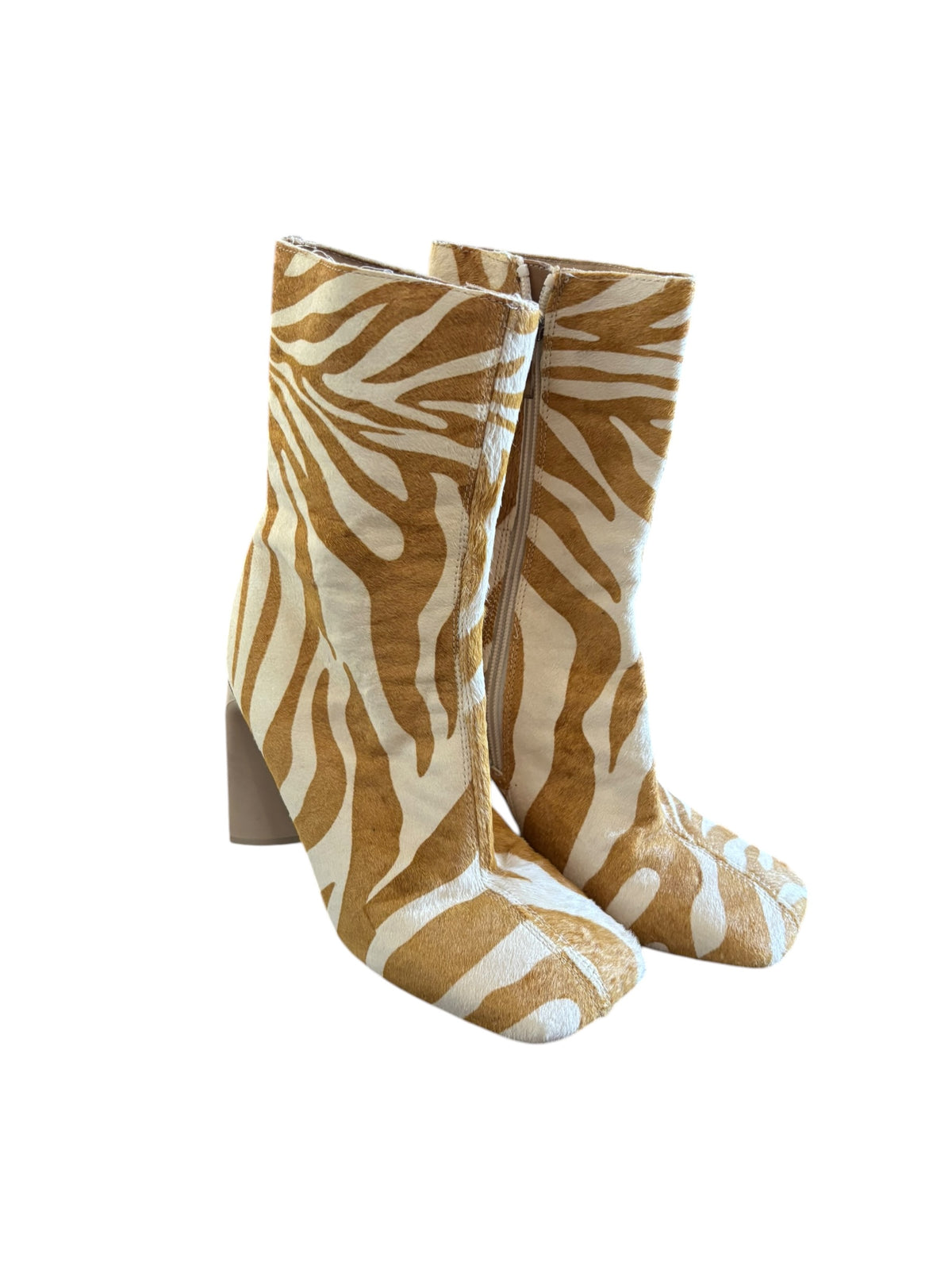 yellow cream asos zebra booties, 7