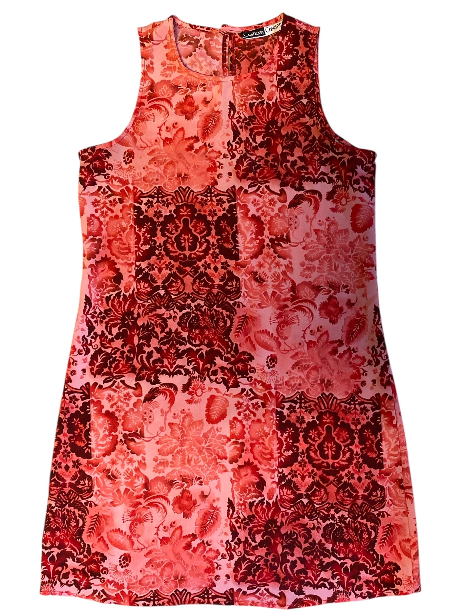 pink maroon california concepts floral mini tank dress s/m no stretch