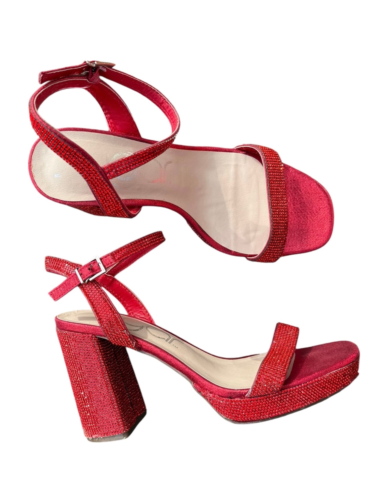 red 9 sugar rhinestone heels