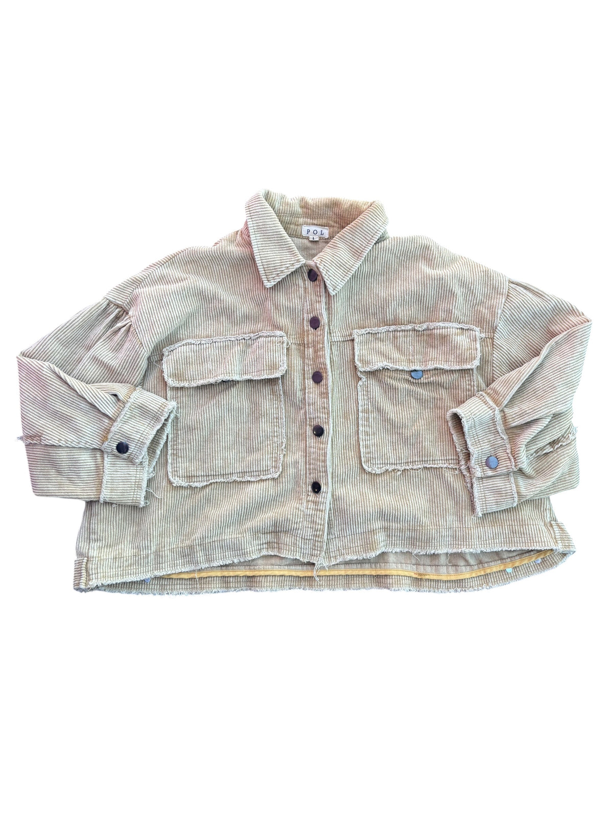 yellow POL cord distressed cropped jacket, L