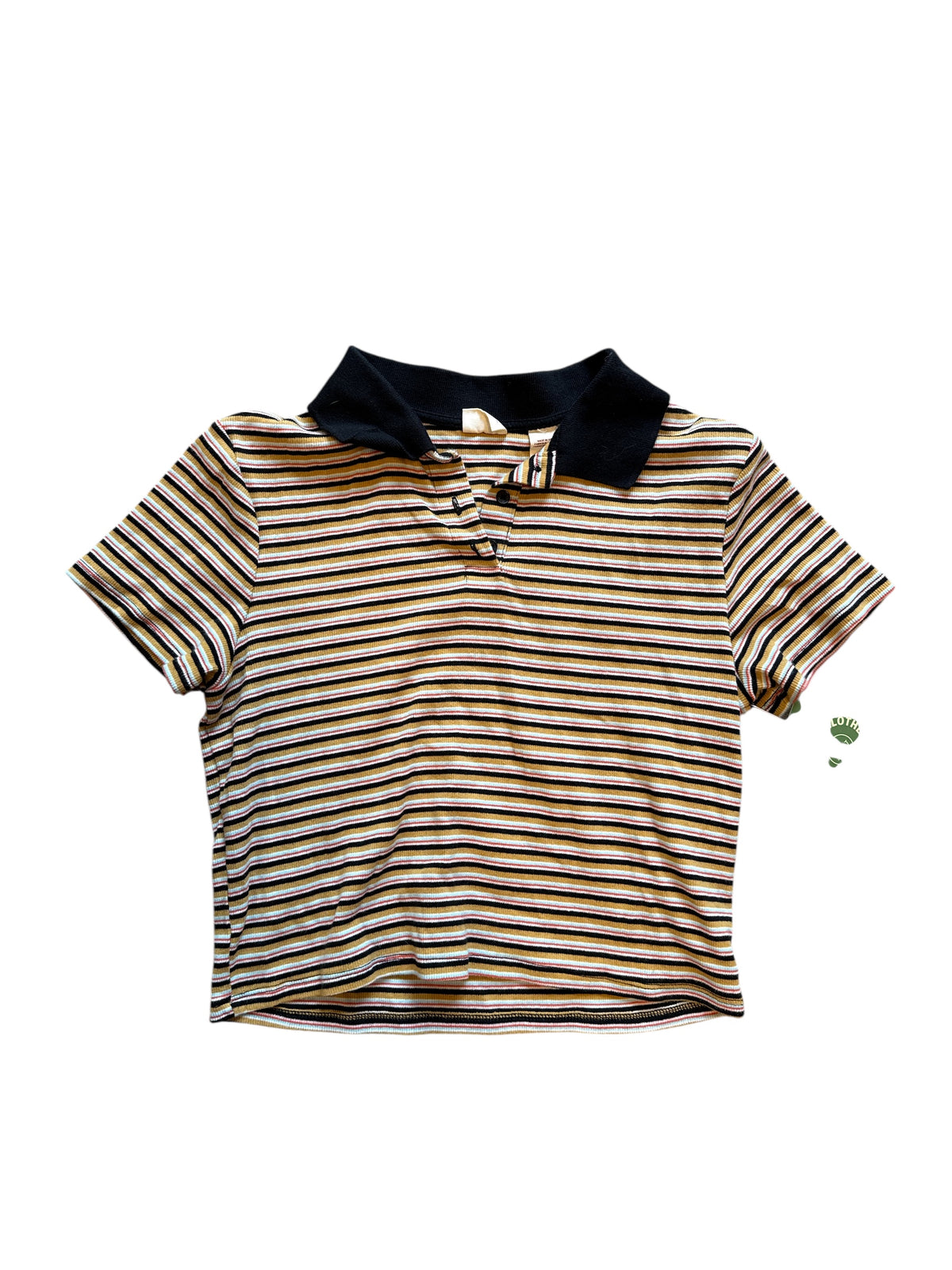 yellow teal black levis striped ss polo, L