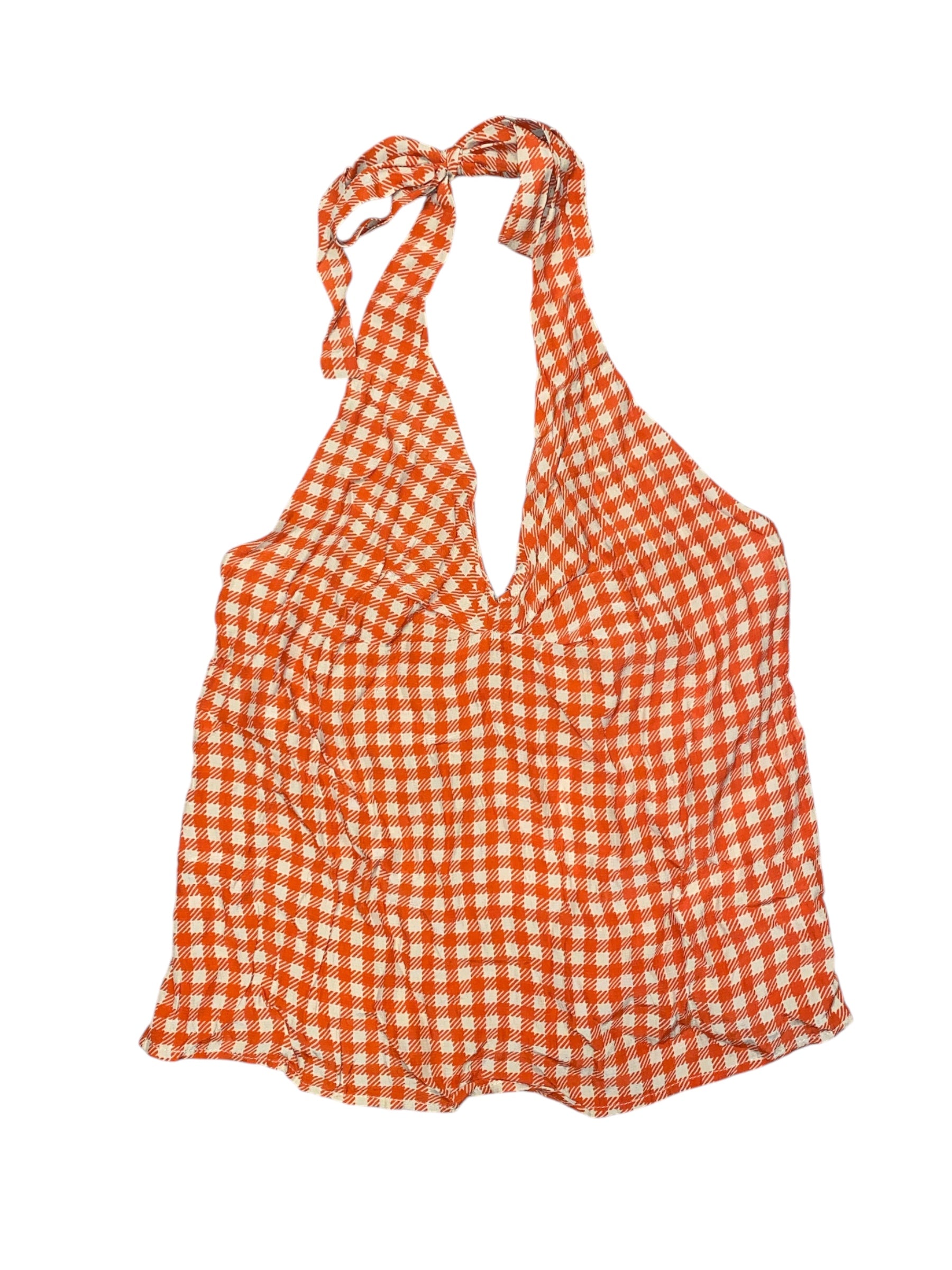 orange brown emma mulholland gingham halter top, s