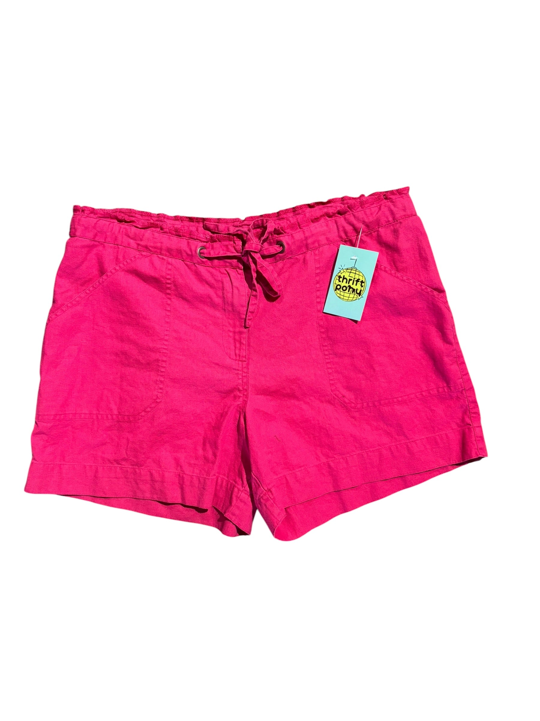 hot pink izod drawstring linen blend shorts, 14