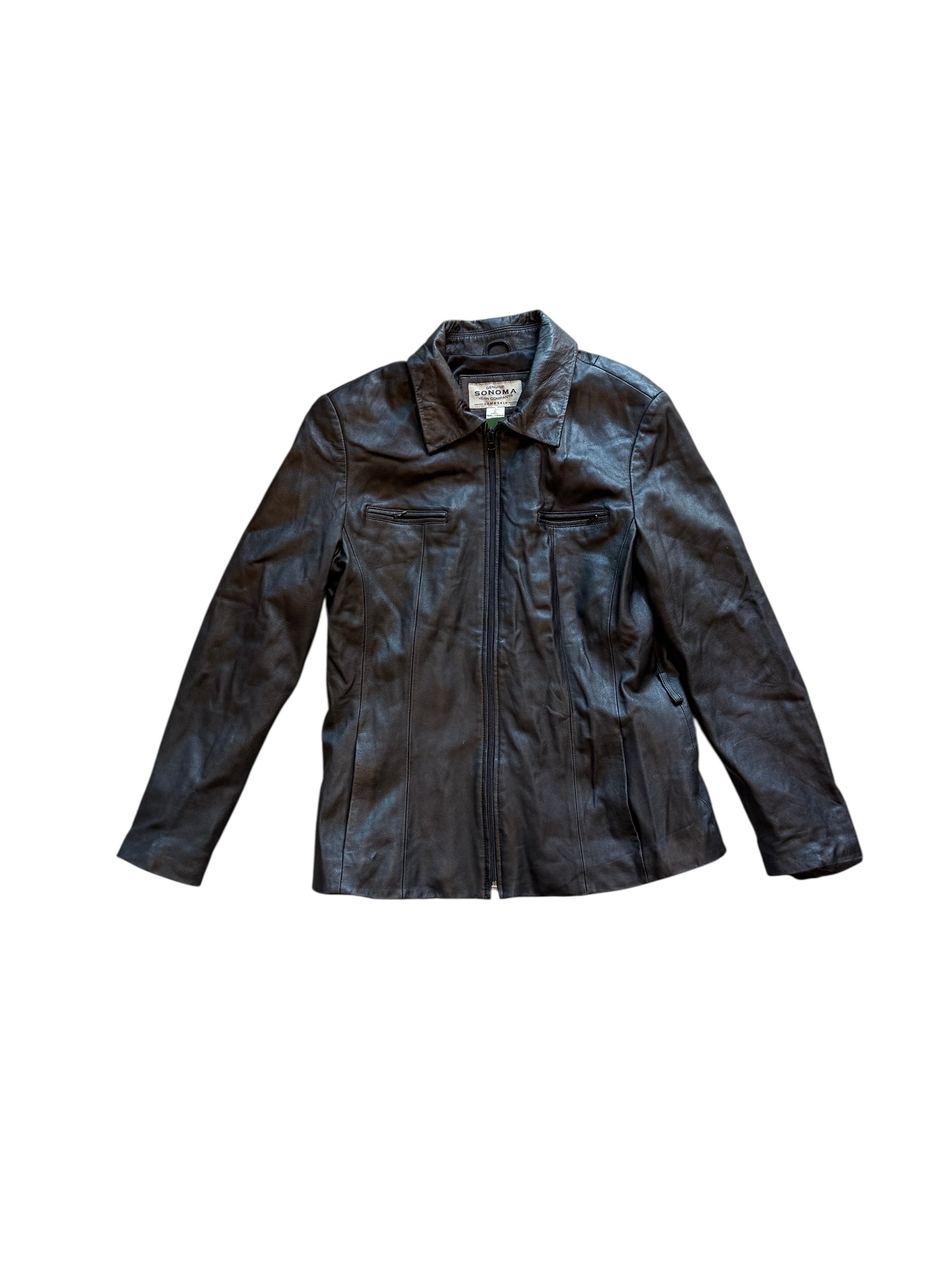 black sonoma jean co leather jacket, L