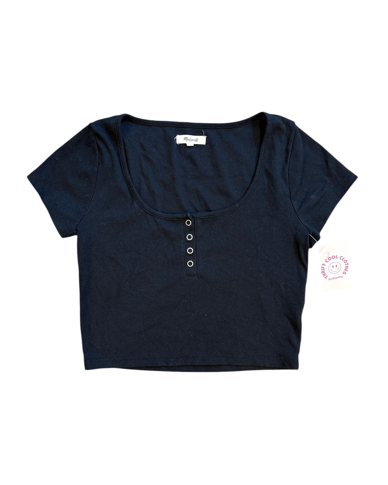 black madewell cropped ribbed tee, small