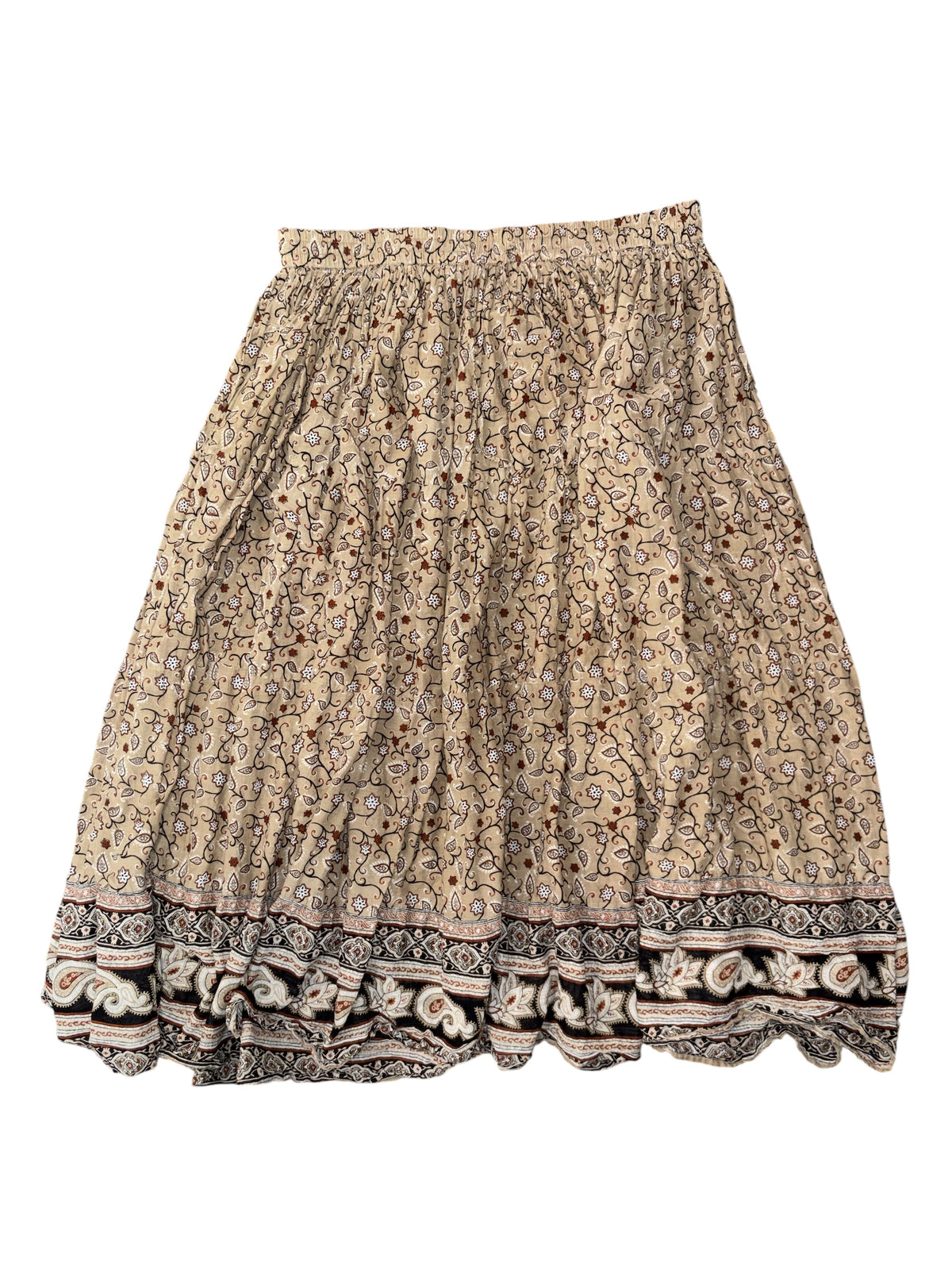brown red white stag cutie patterned maxi skirt, XL