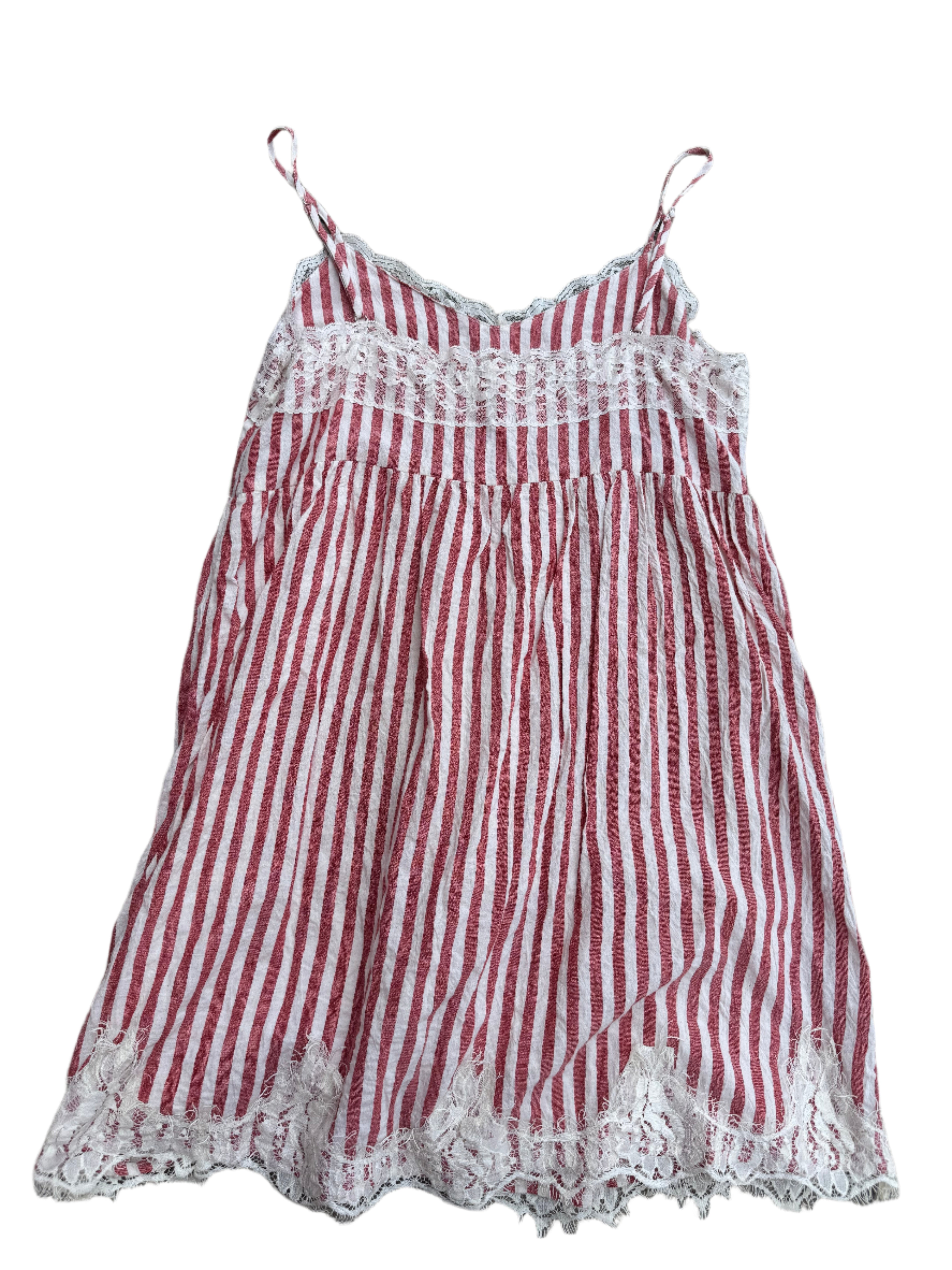 red white entro striped dress, M