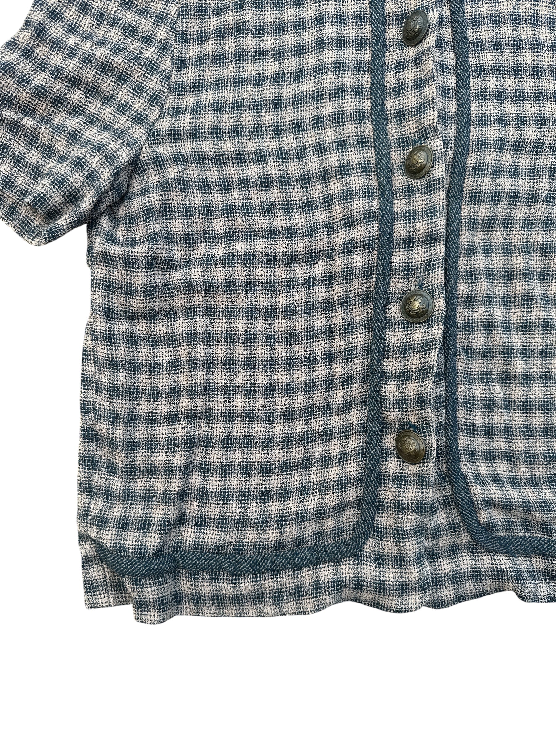 tan panache gingham button down ss top, 6