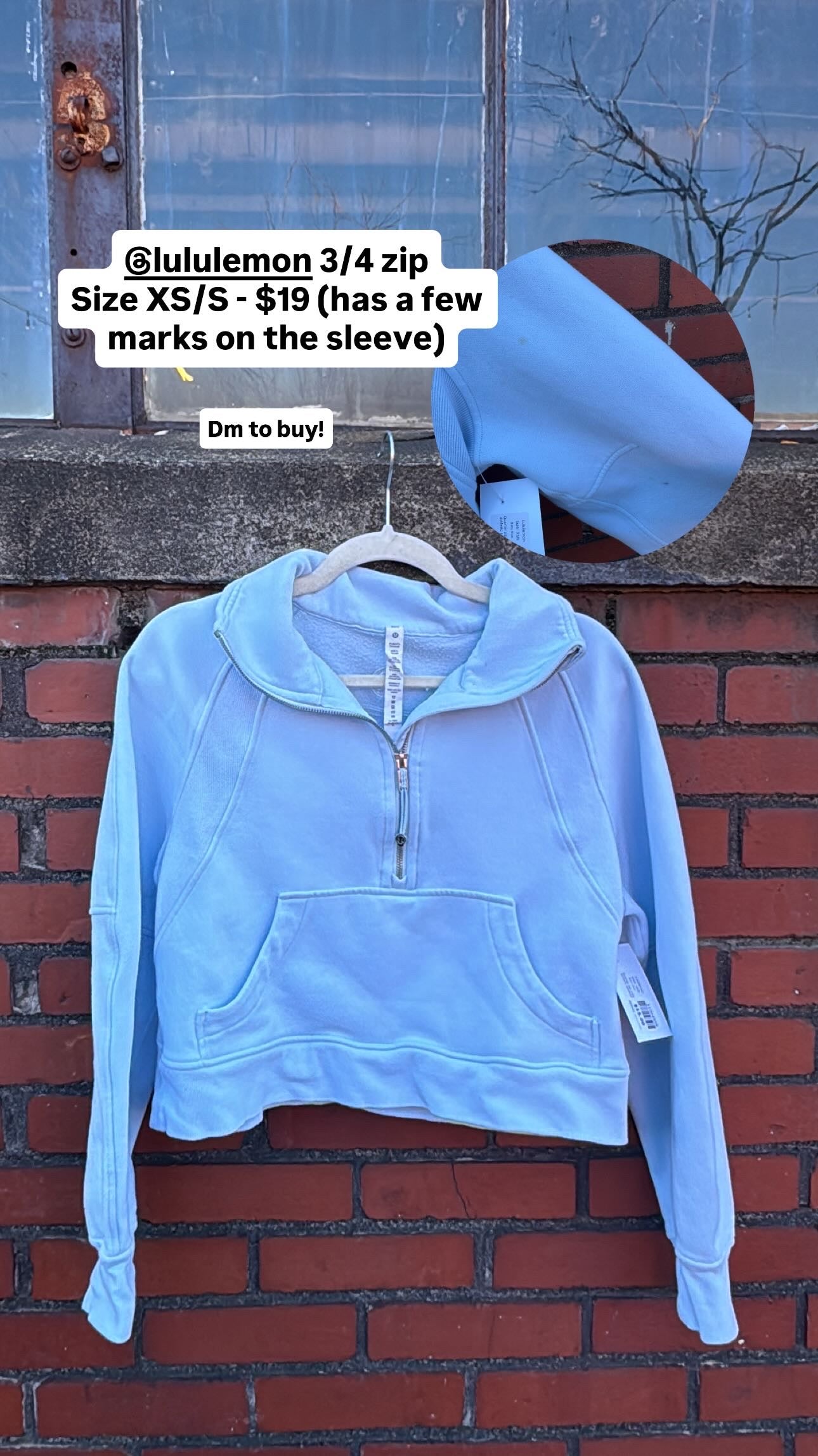 Baby blue Lululemon Quarter zip crop athletic sweater, Xs/s