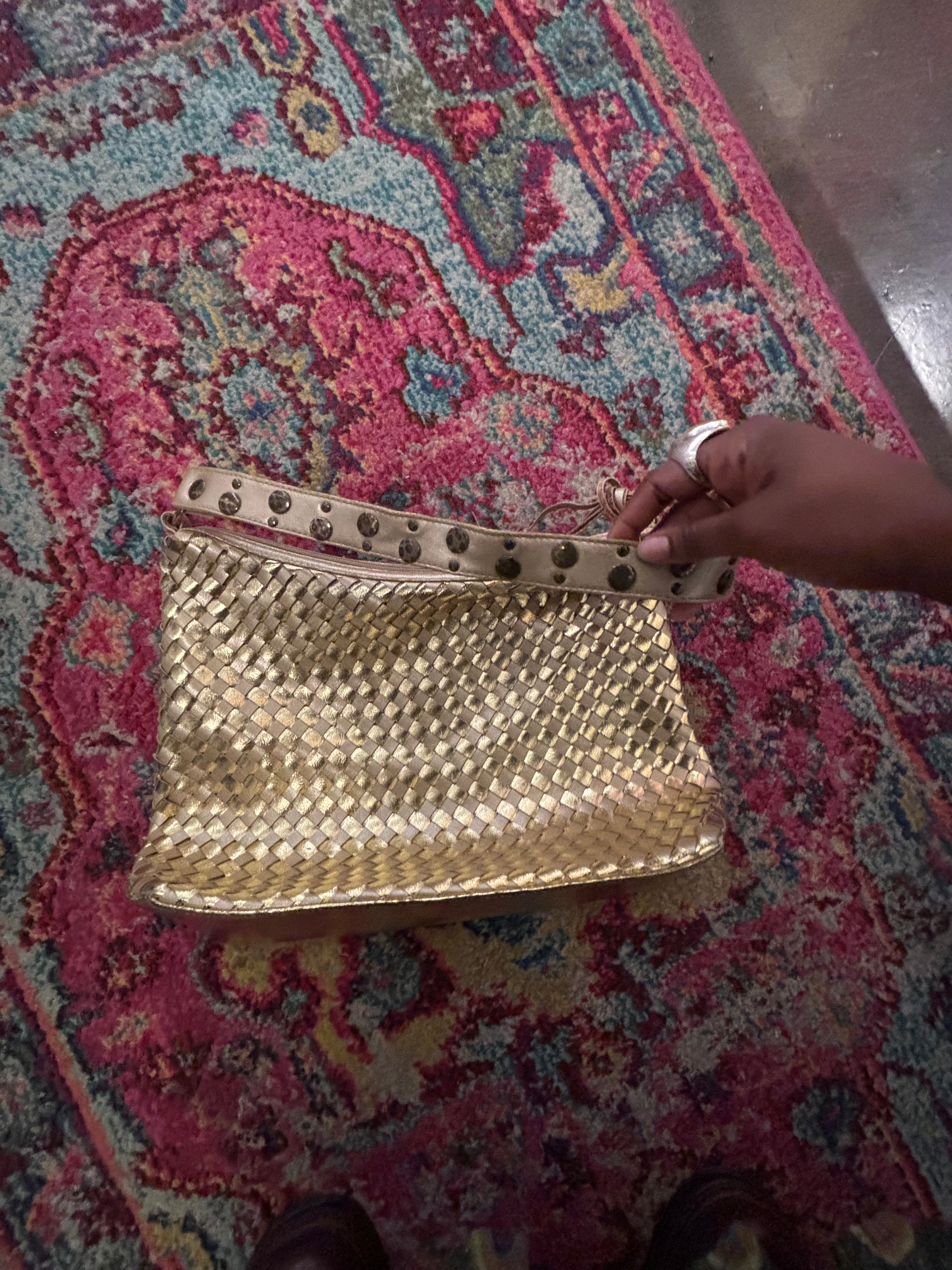 gold New York & co woven shiny purse