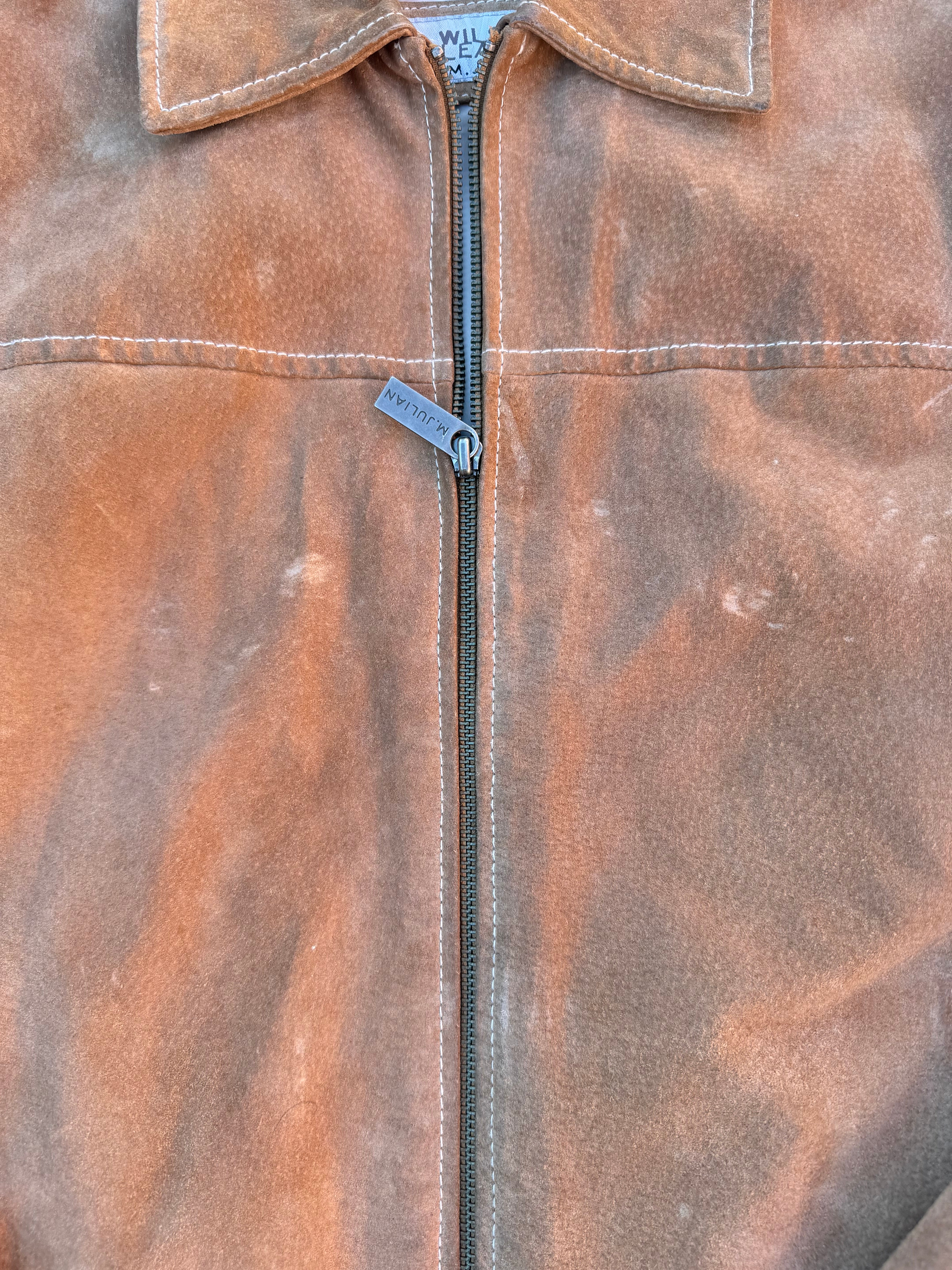 brown wilson leather zip up, L