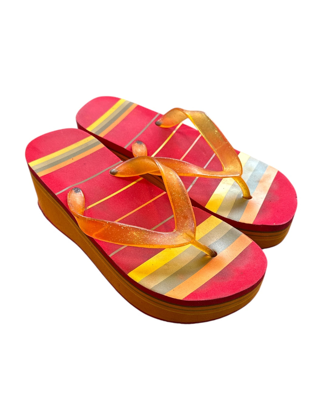 orange red  foam platform flip flops, 7