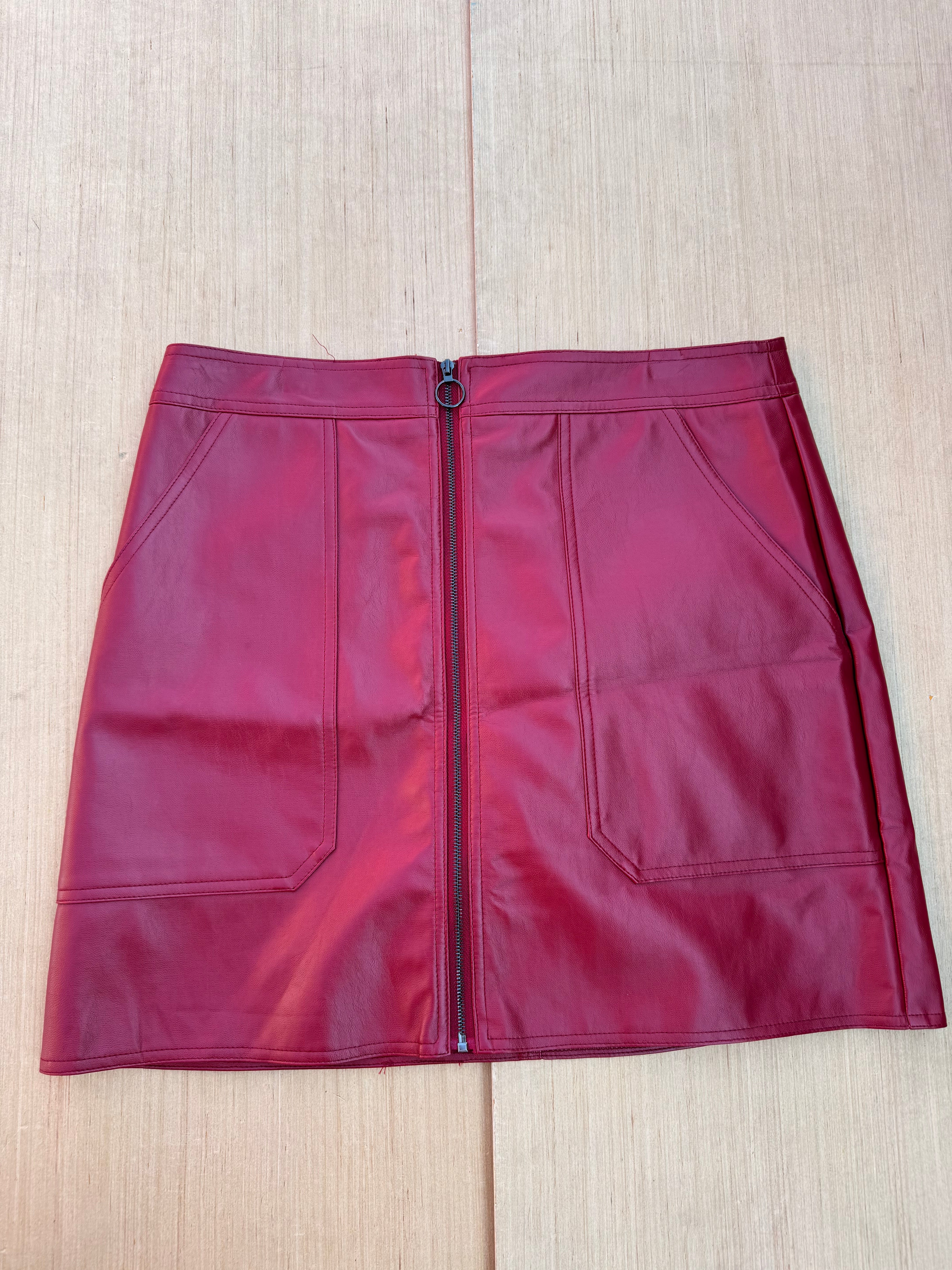 red glam pleather mini, L