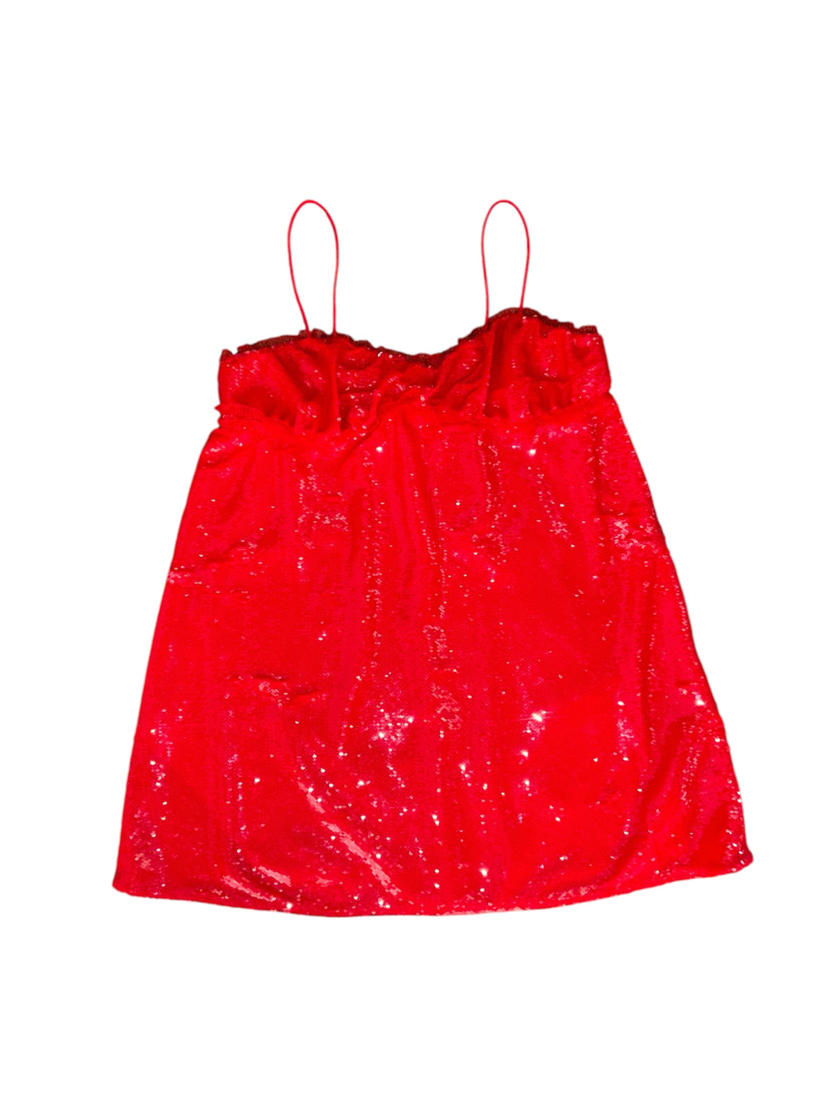 red ganni sequined mini dress, 40