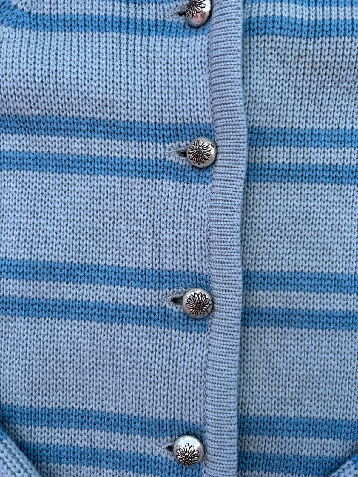 blue  striped cardigan