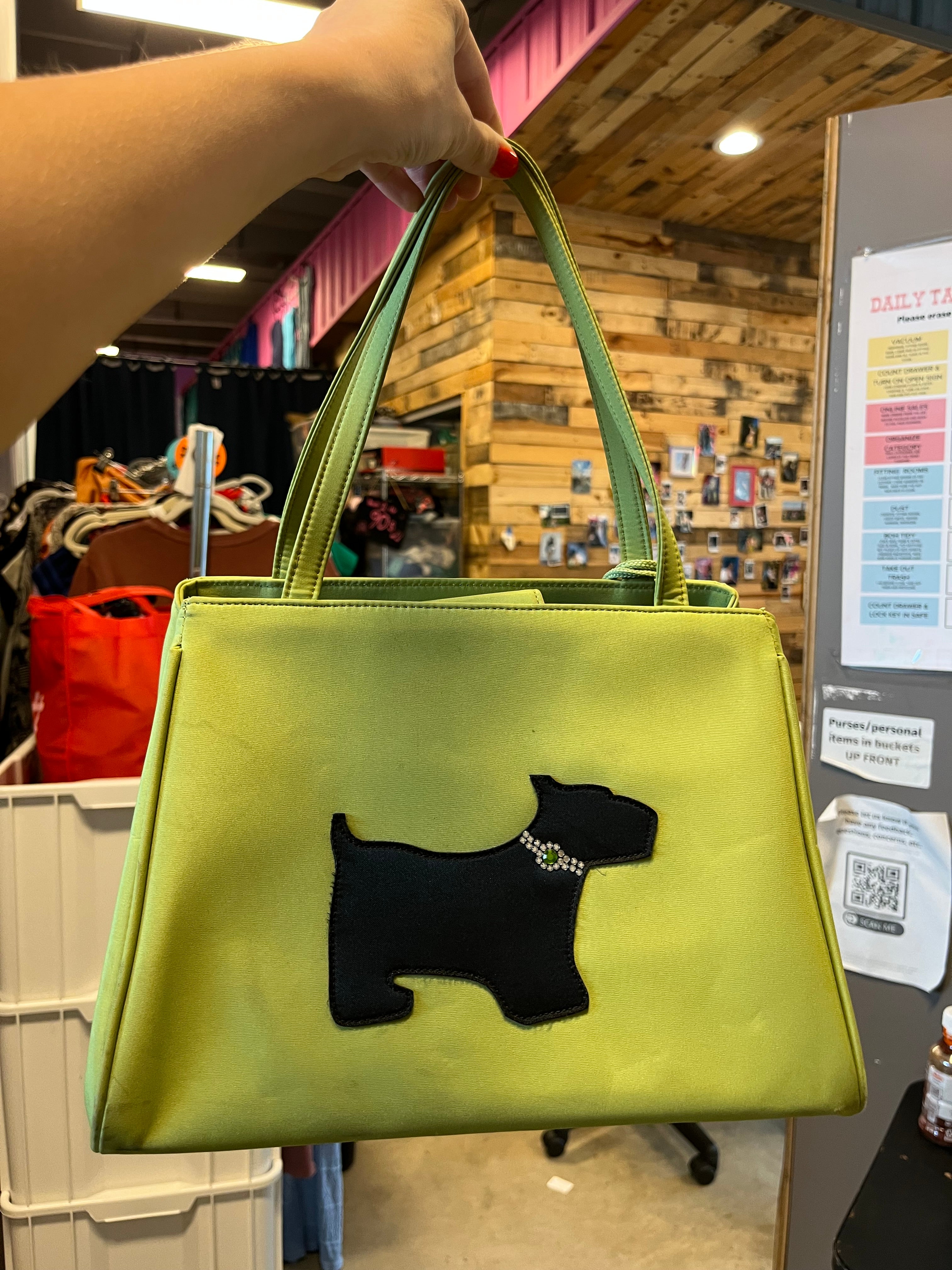 Green  Dog purse