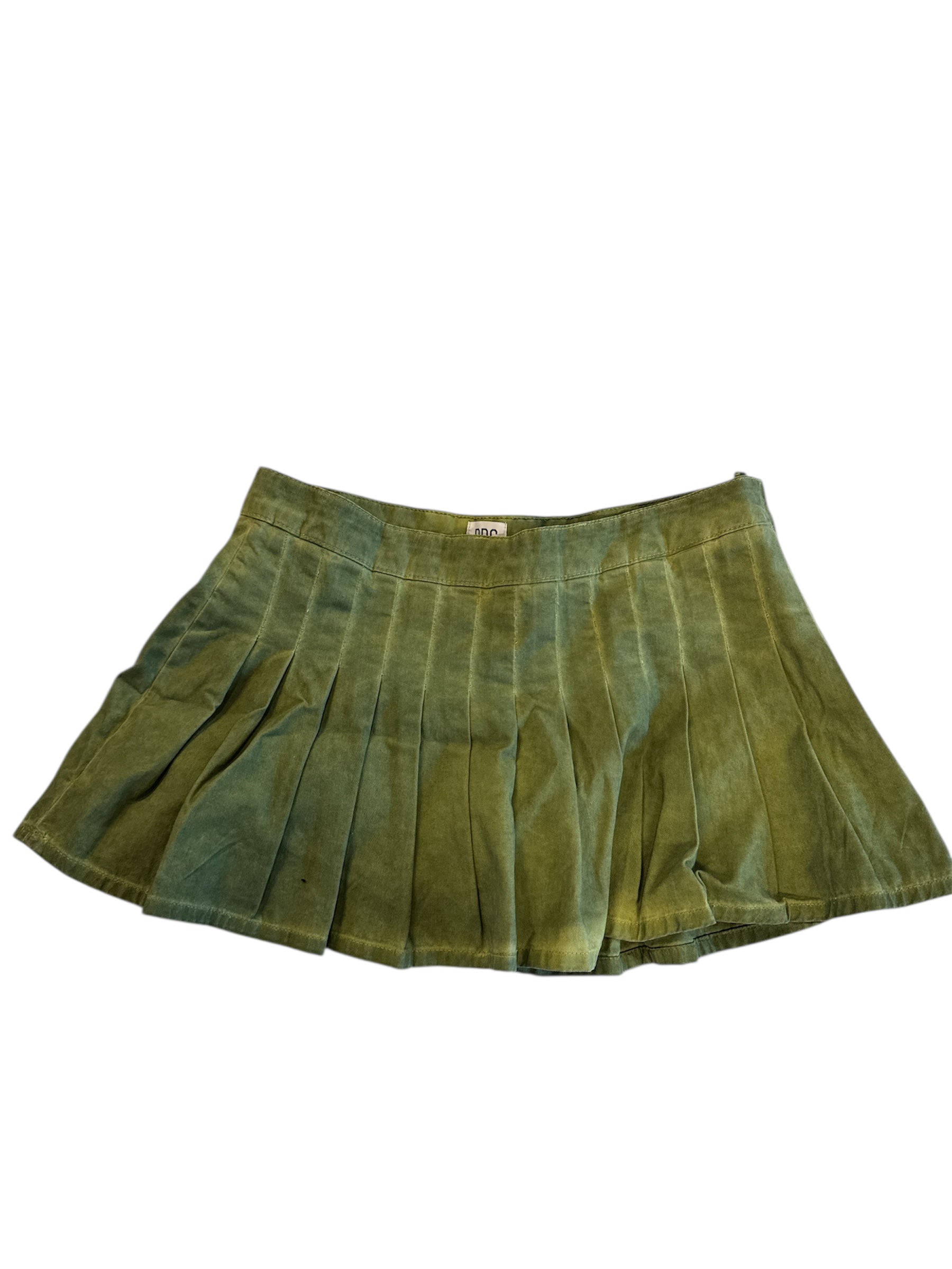 green bdg pleated mini skirt, L
