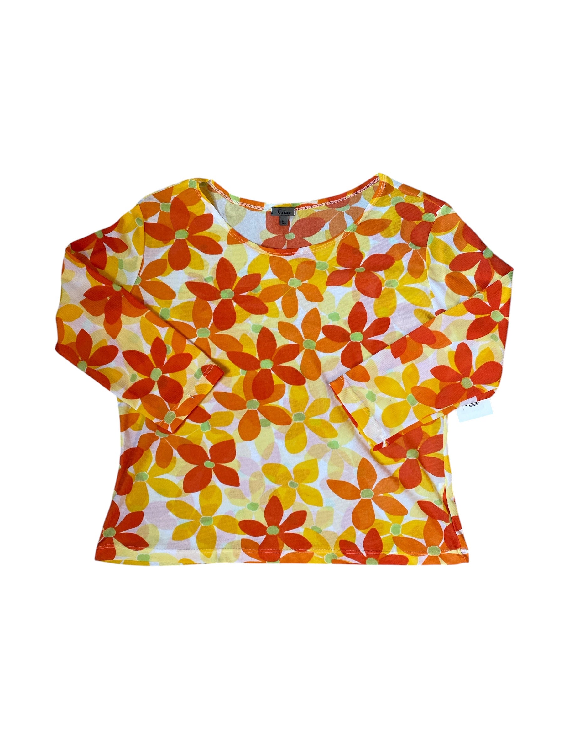 orange yellow caia micromesh floral ls, xl