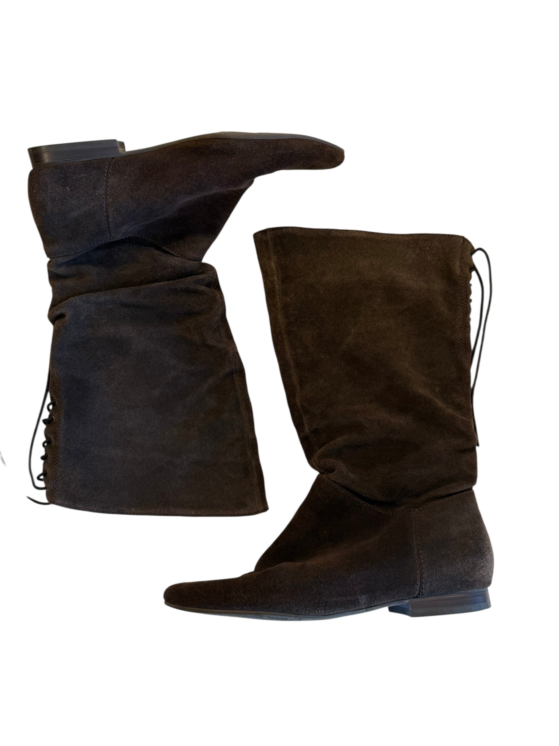 Brown  Suede lace up boots, 7