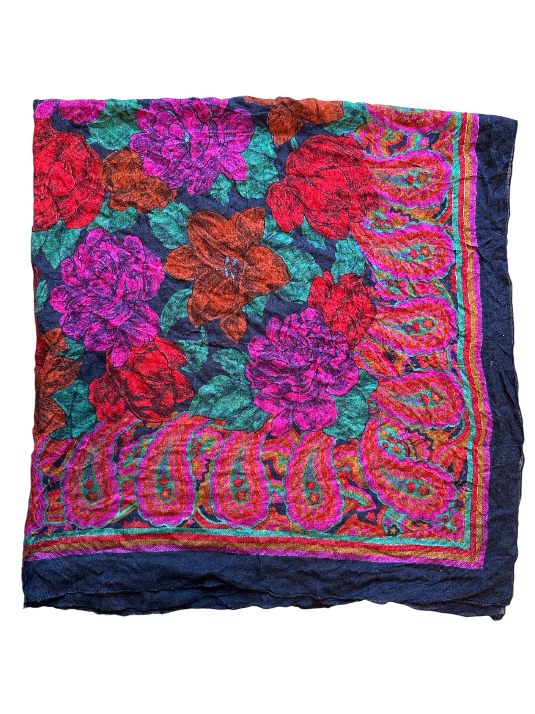 purple red pink  floral square scarf