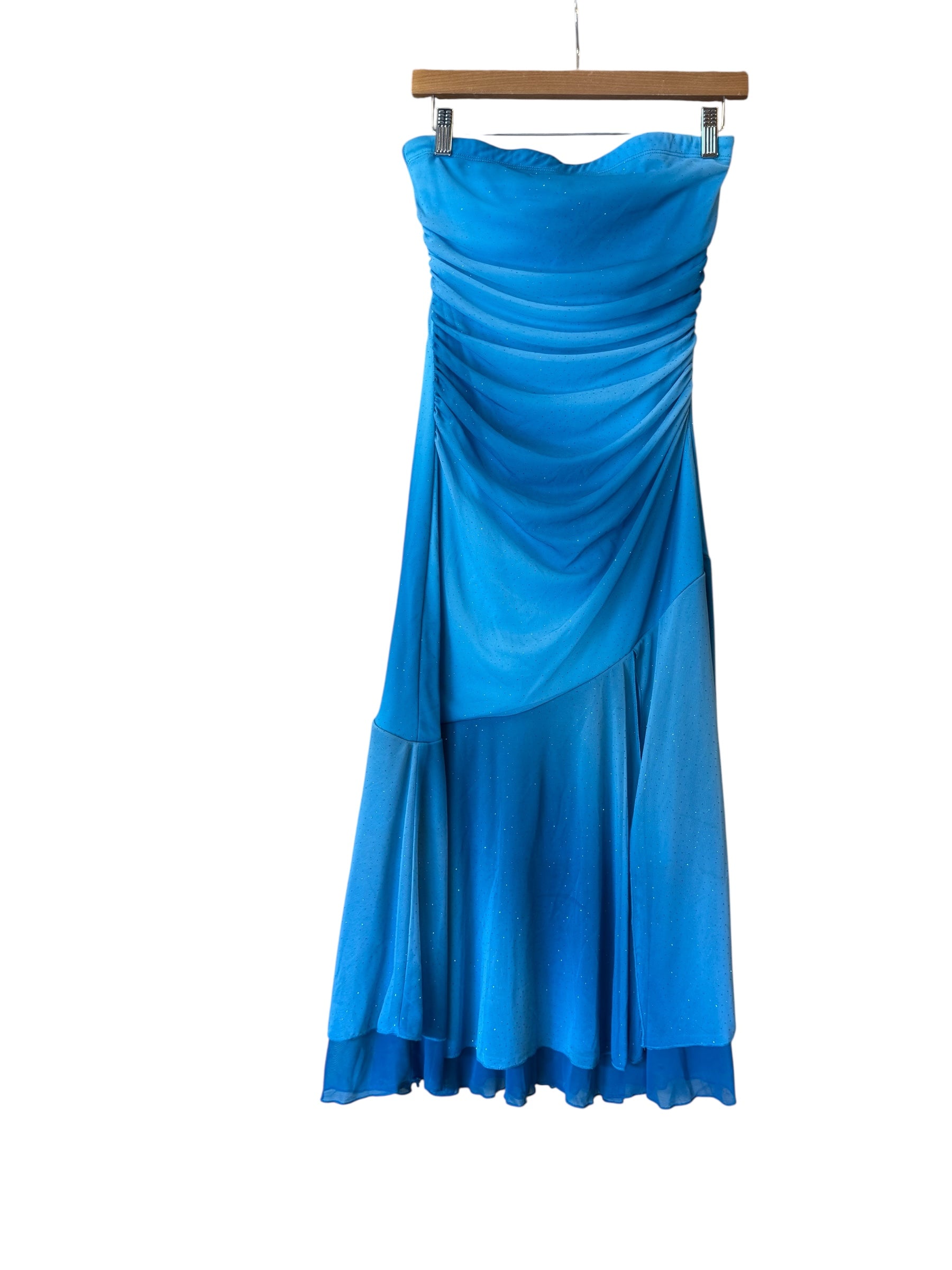 blue my michelle y2k sparkle strapless dress, m