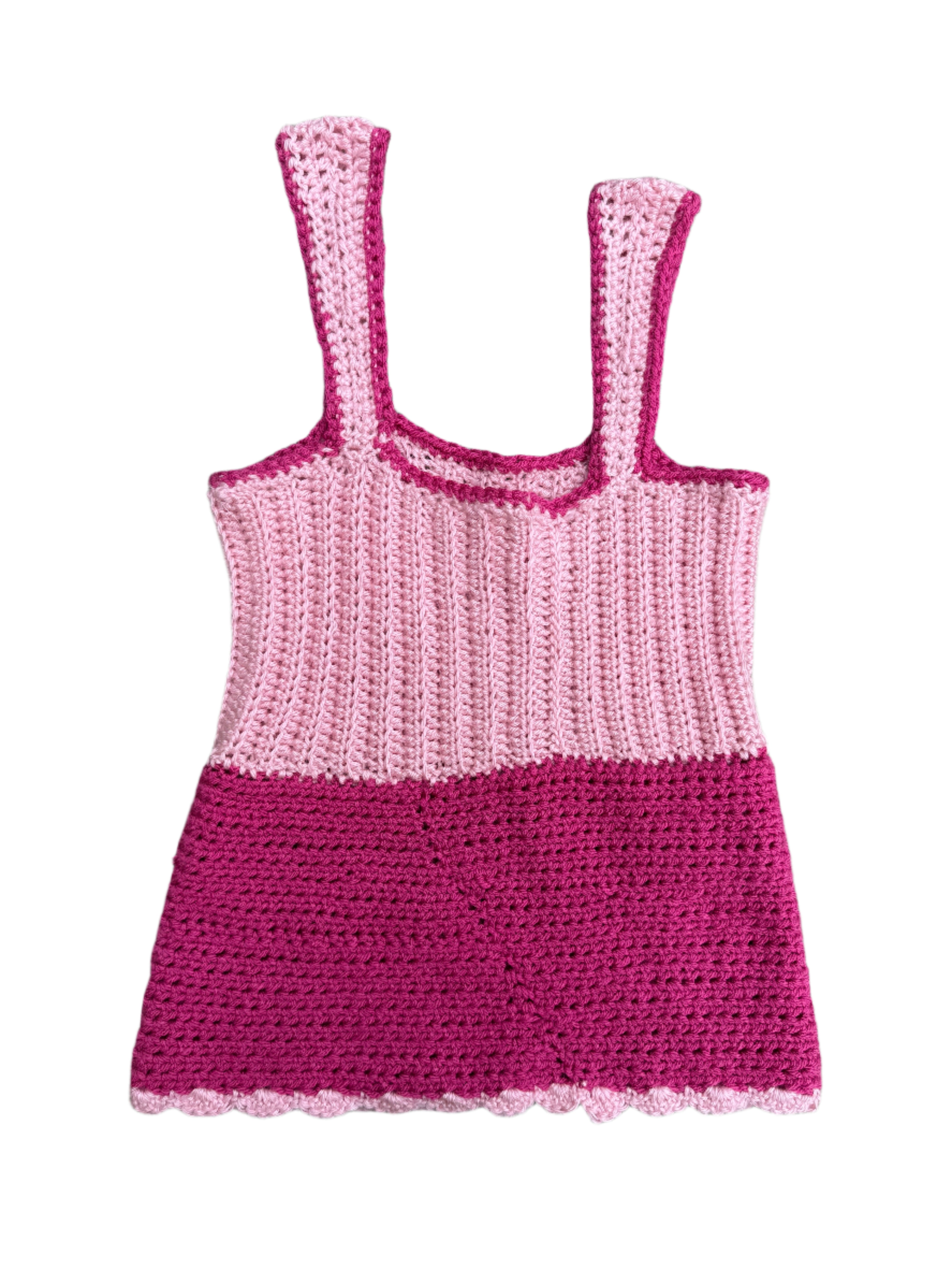 pink  handknit tank top, small