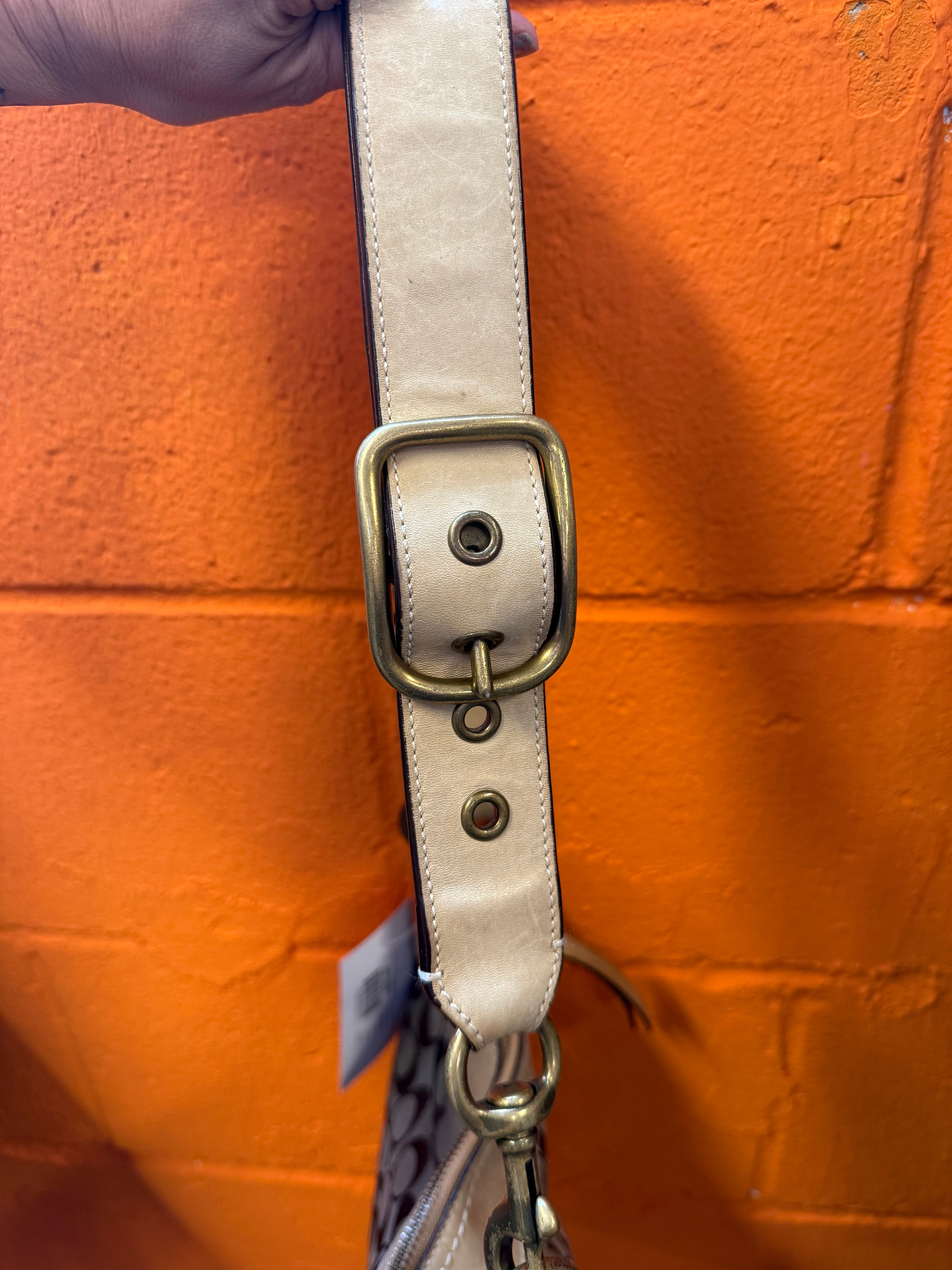 brown coach branded crossbody