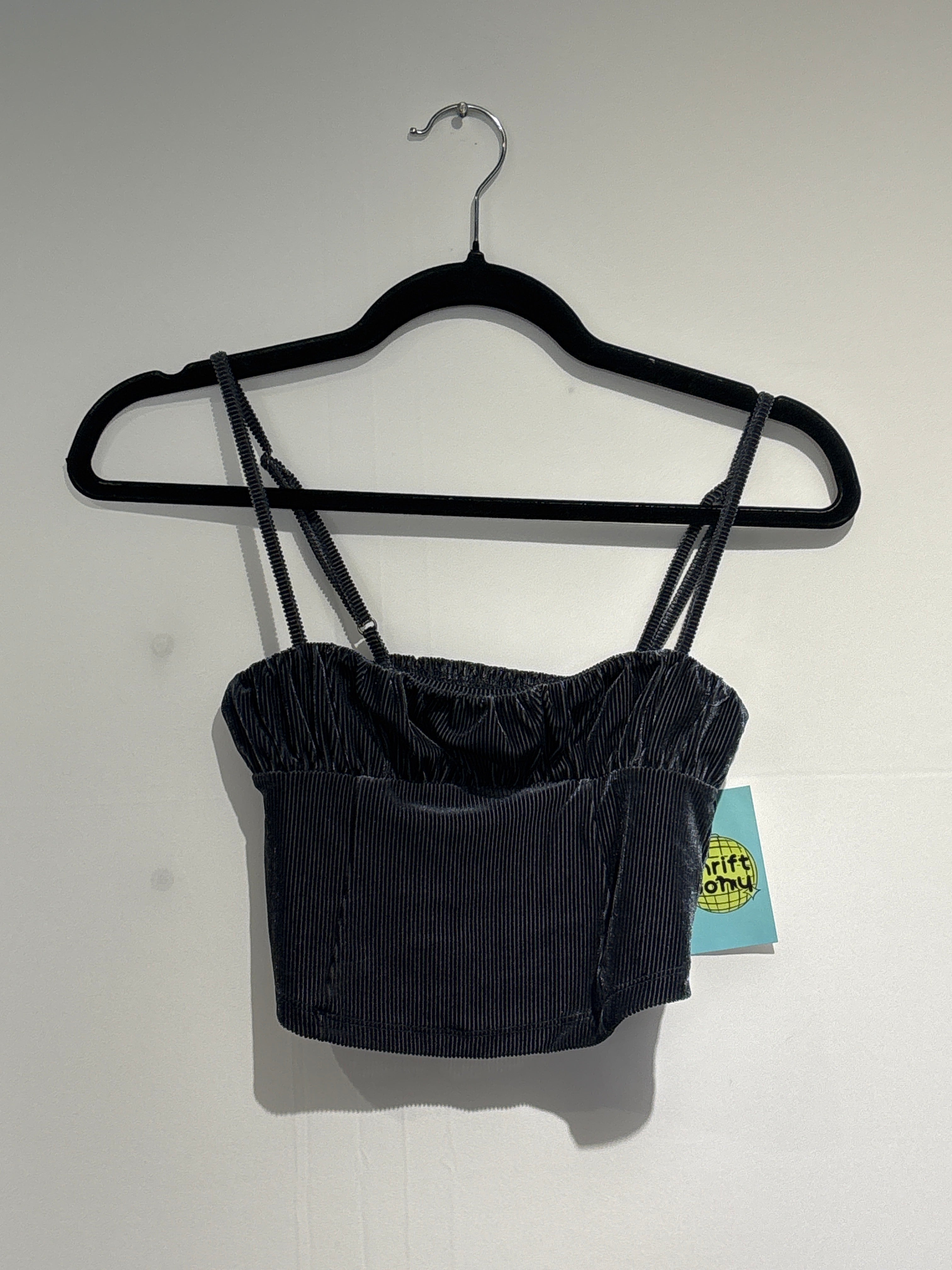 Navy Urban outfitters Ribbed crushed velvet bustier tank, S