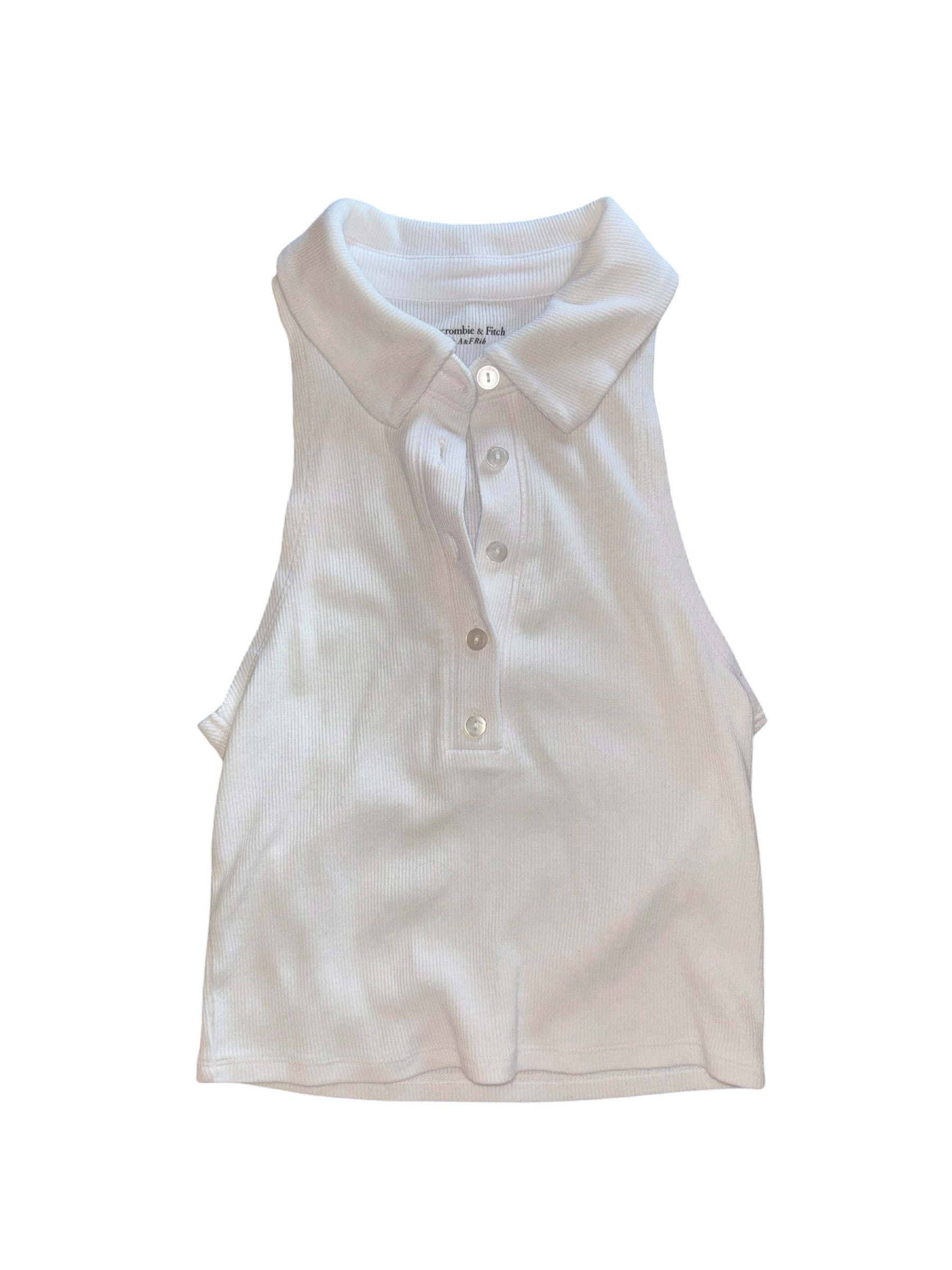 white abercrombie collar ribbed tank, xs