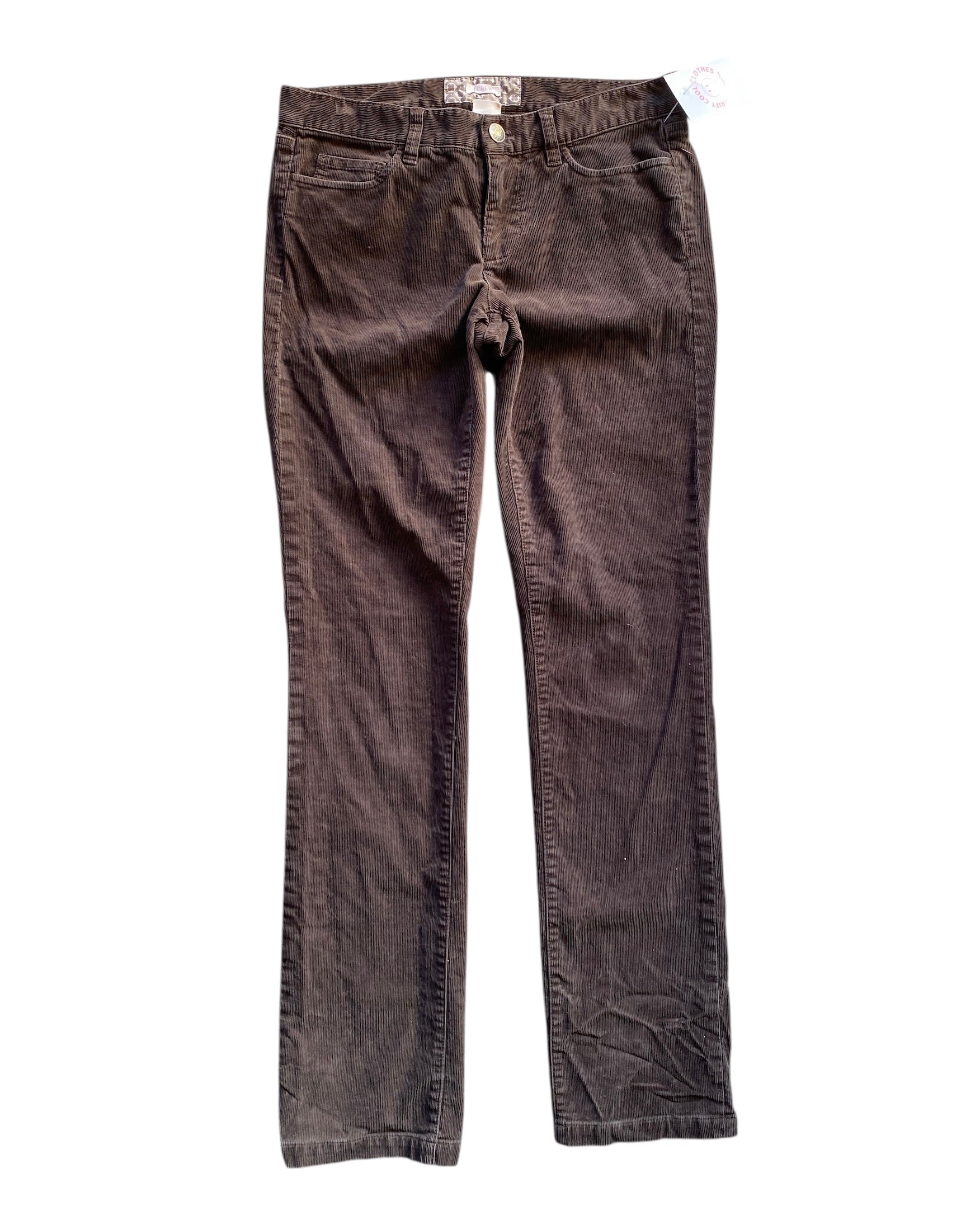 brown j crew cord matchstick pants, 27r