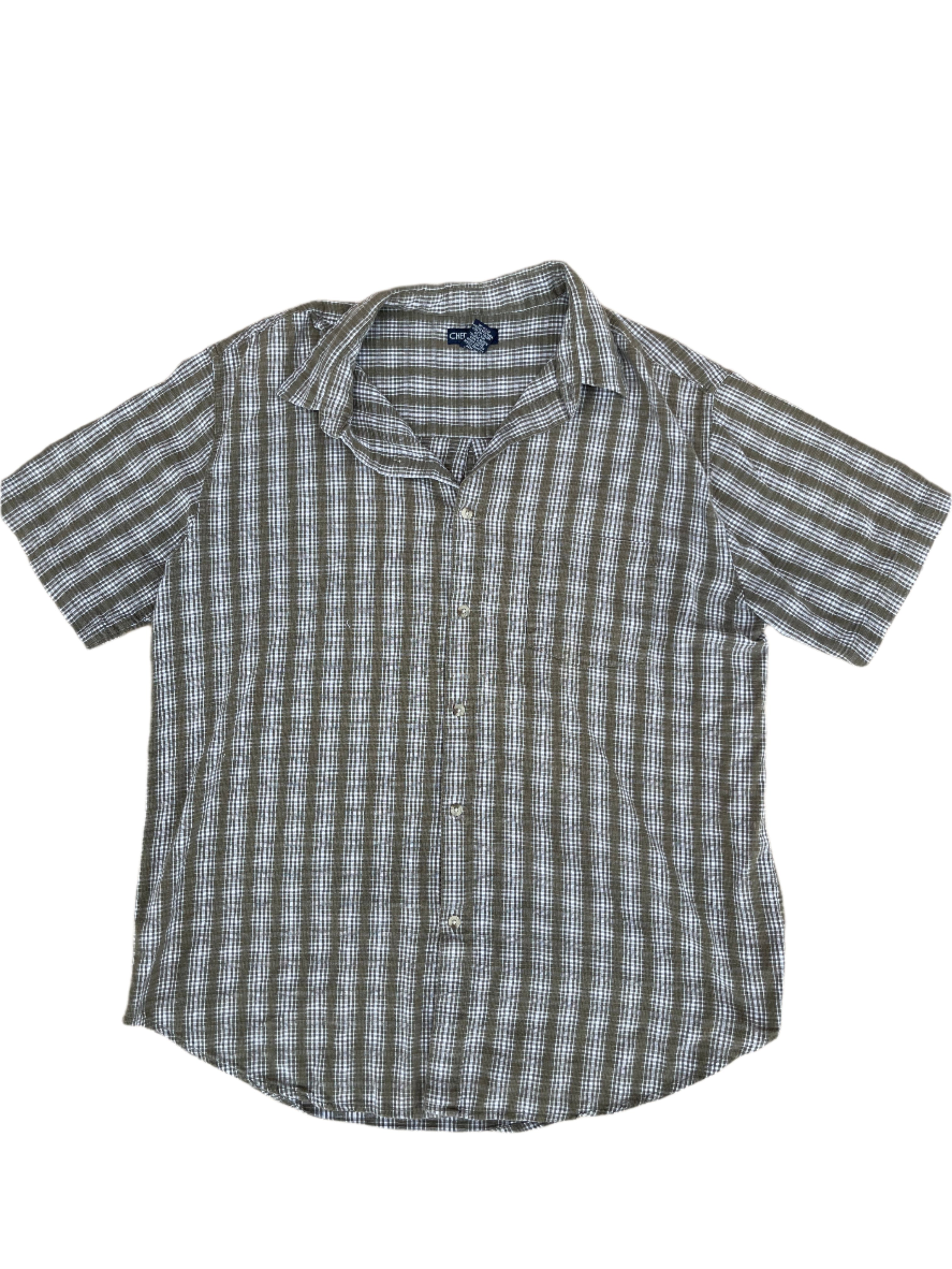 green cherokee plaid button dwon, L