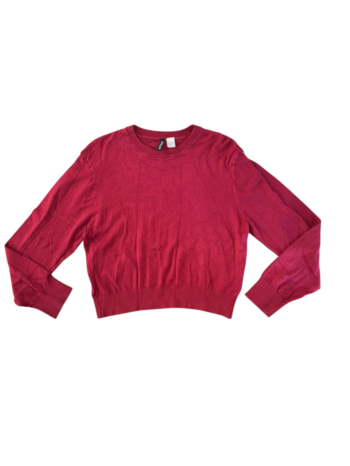 red divided knit sweater, s