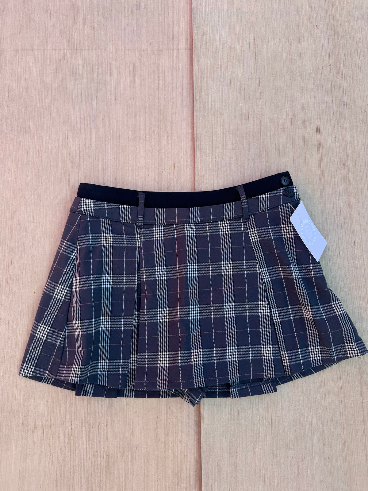 gray no comment plaid mini SKORT, s