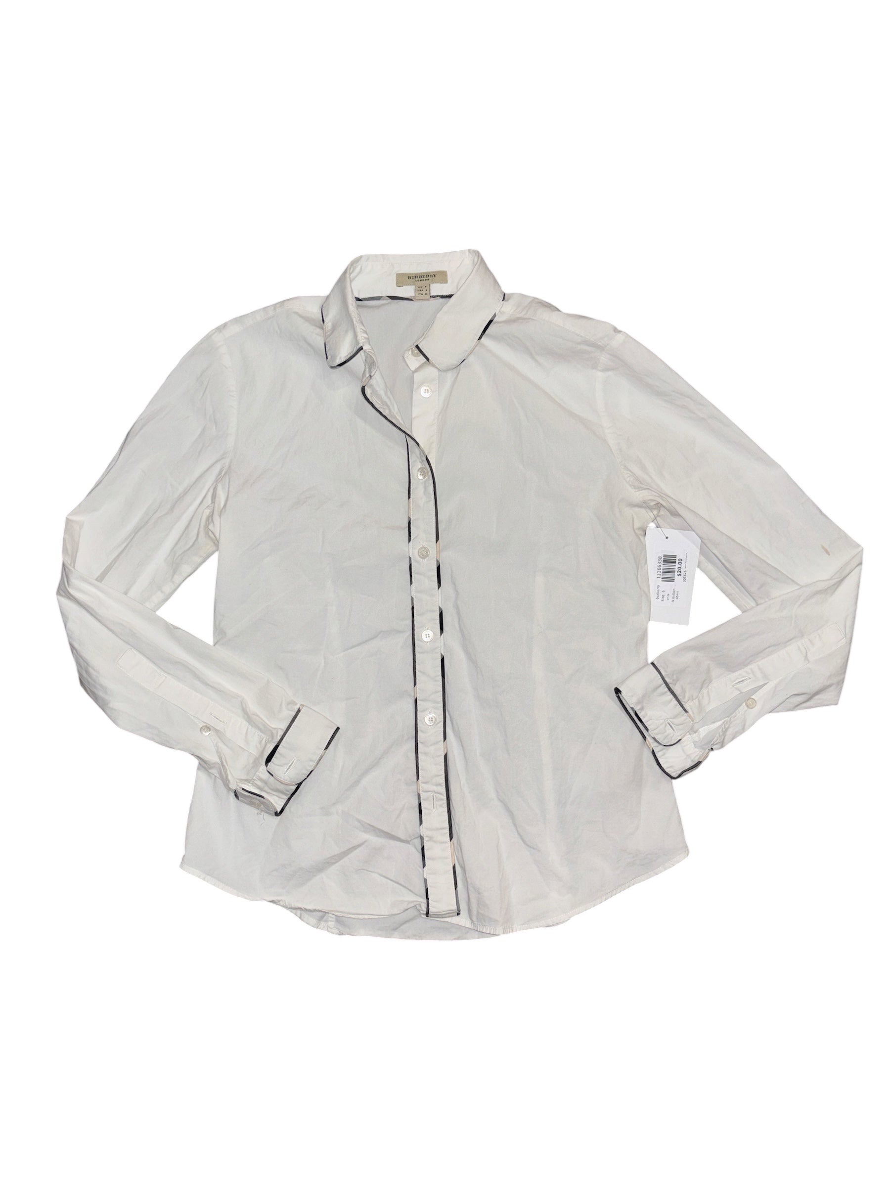 white burberry ls button down, 6