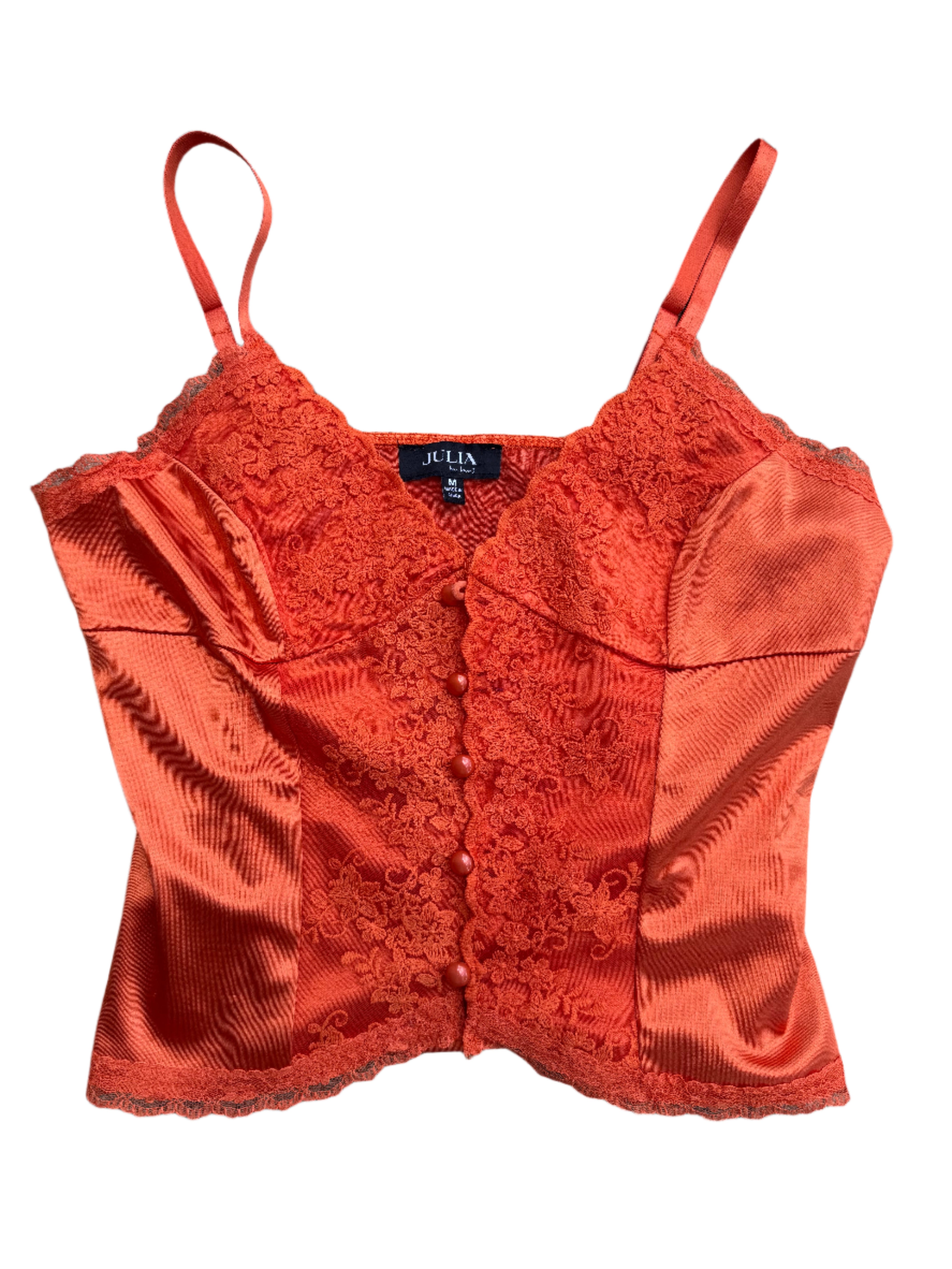 orange julia lacey top, m