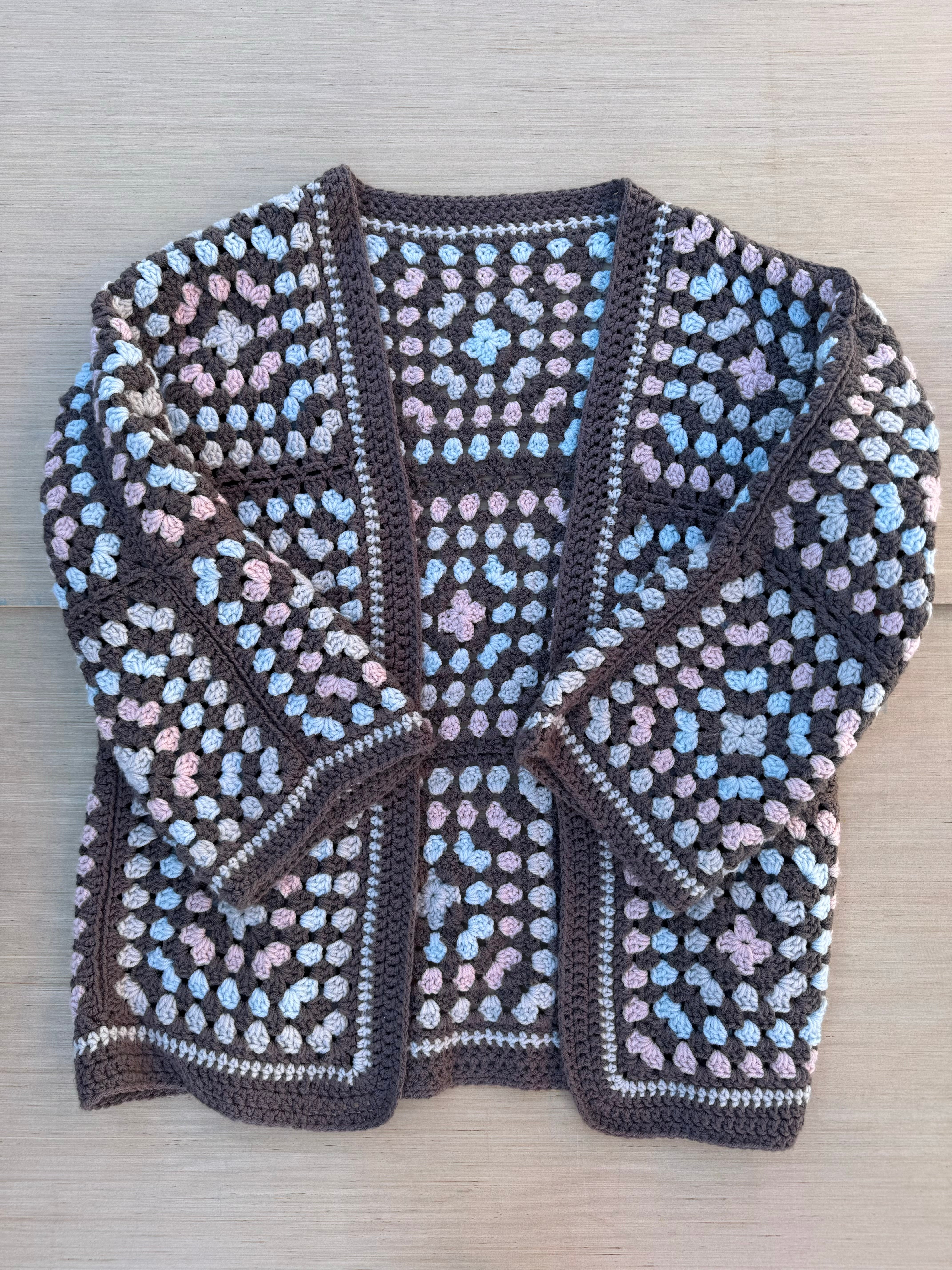 pink brown  crochet cardigan