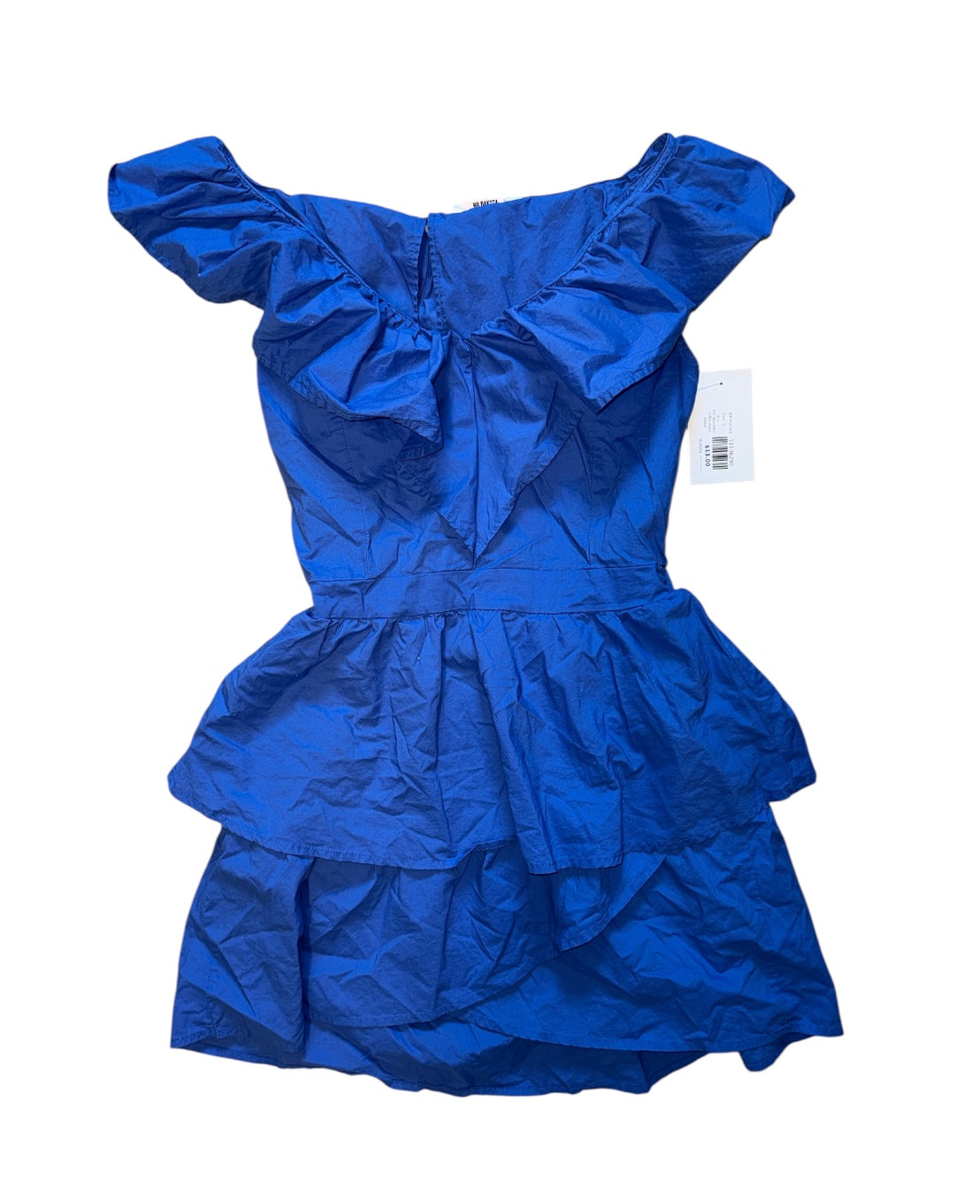 Blue BB Dakota Off shoulder ruffle short dress, S
