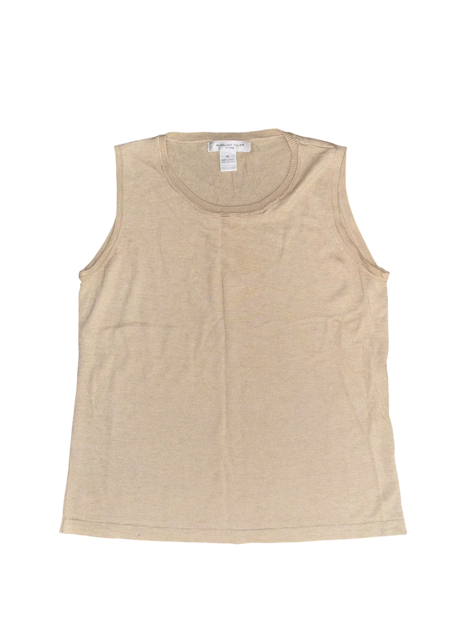 tan august silk silk knit tank, L