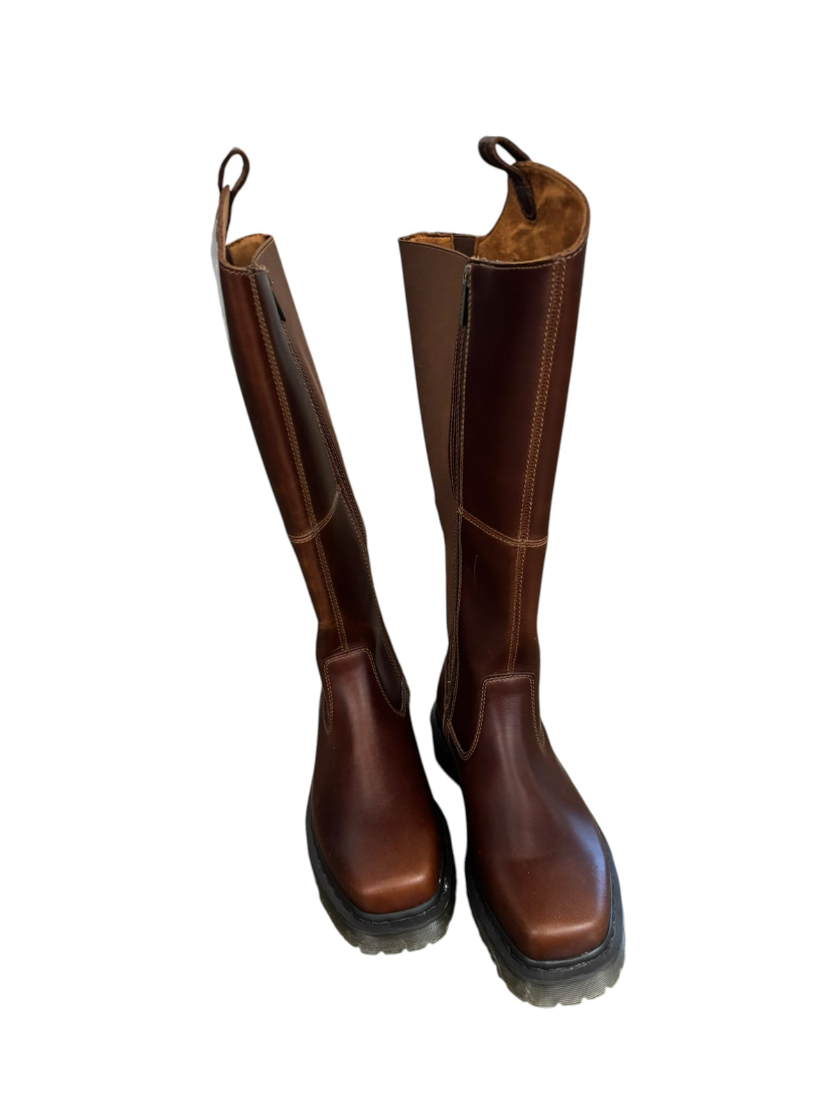 brown doc marten knee high leather boots, 10