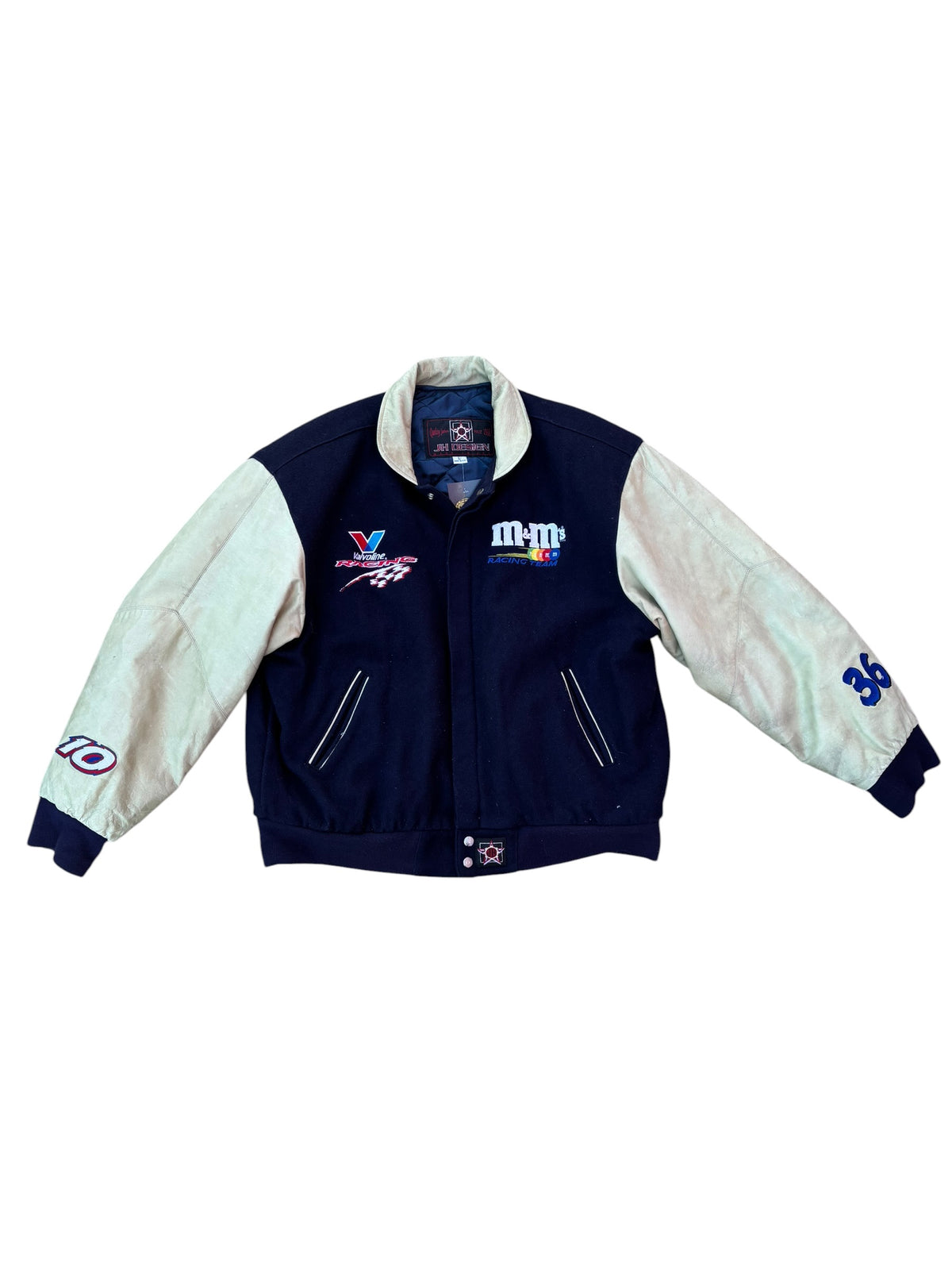 navy/tan JH Design Valvoline Racing M&M Jacket, L