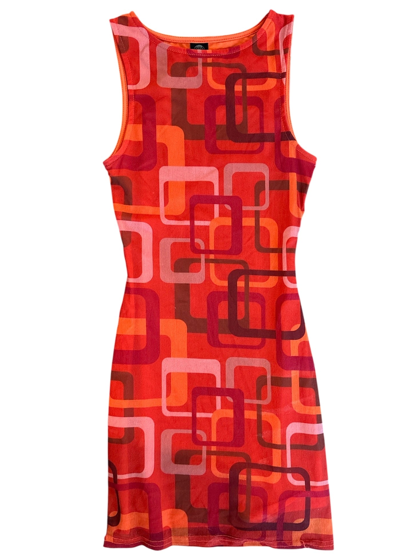 orange urban outfitters groovy print dress, xs