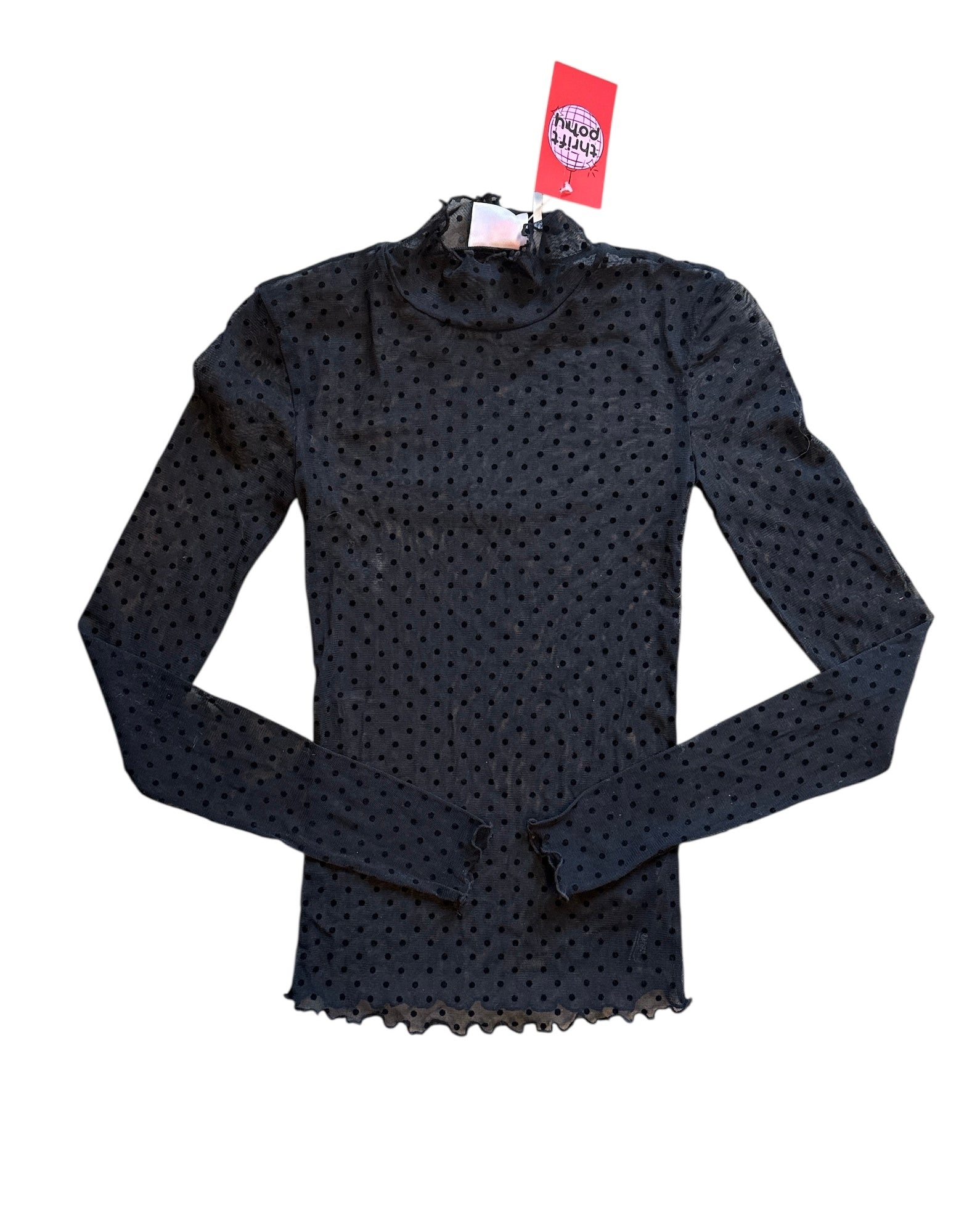 black out from under polka dot mesh ls, xs