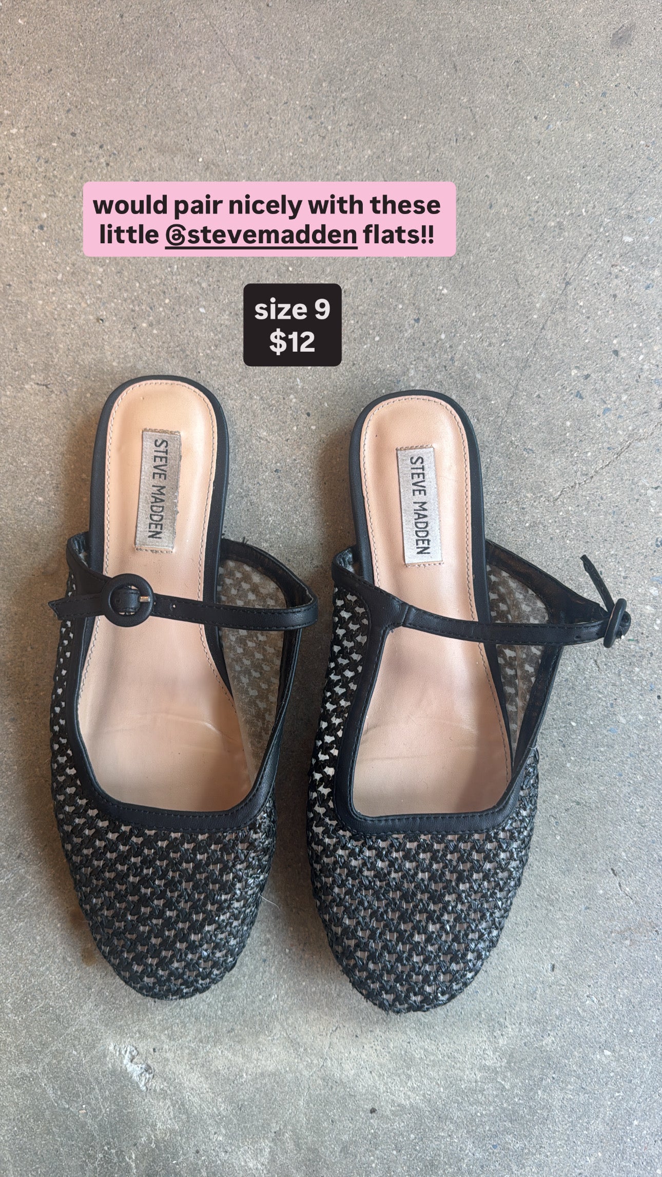 Black Steve Madden Woven flats, 9